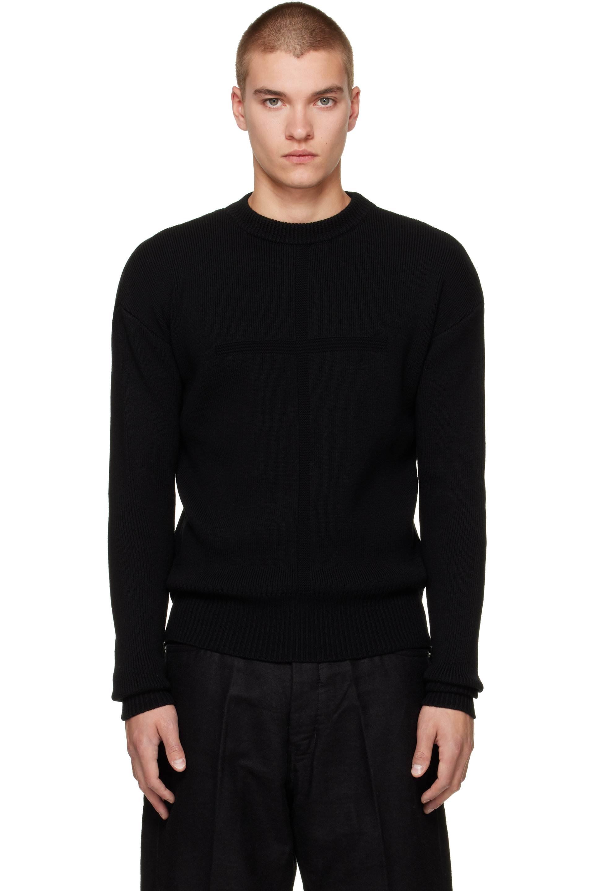 MATIÈRES FÉCALES - Pull Victor noir en tricot