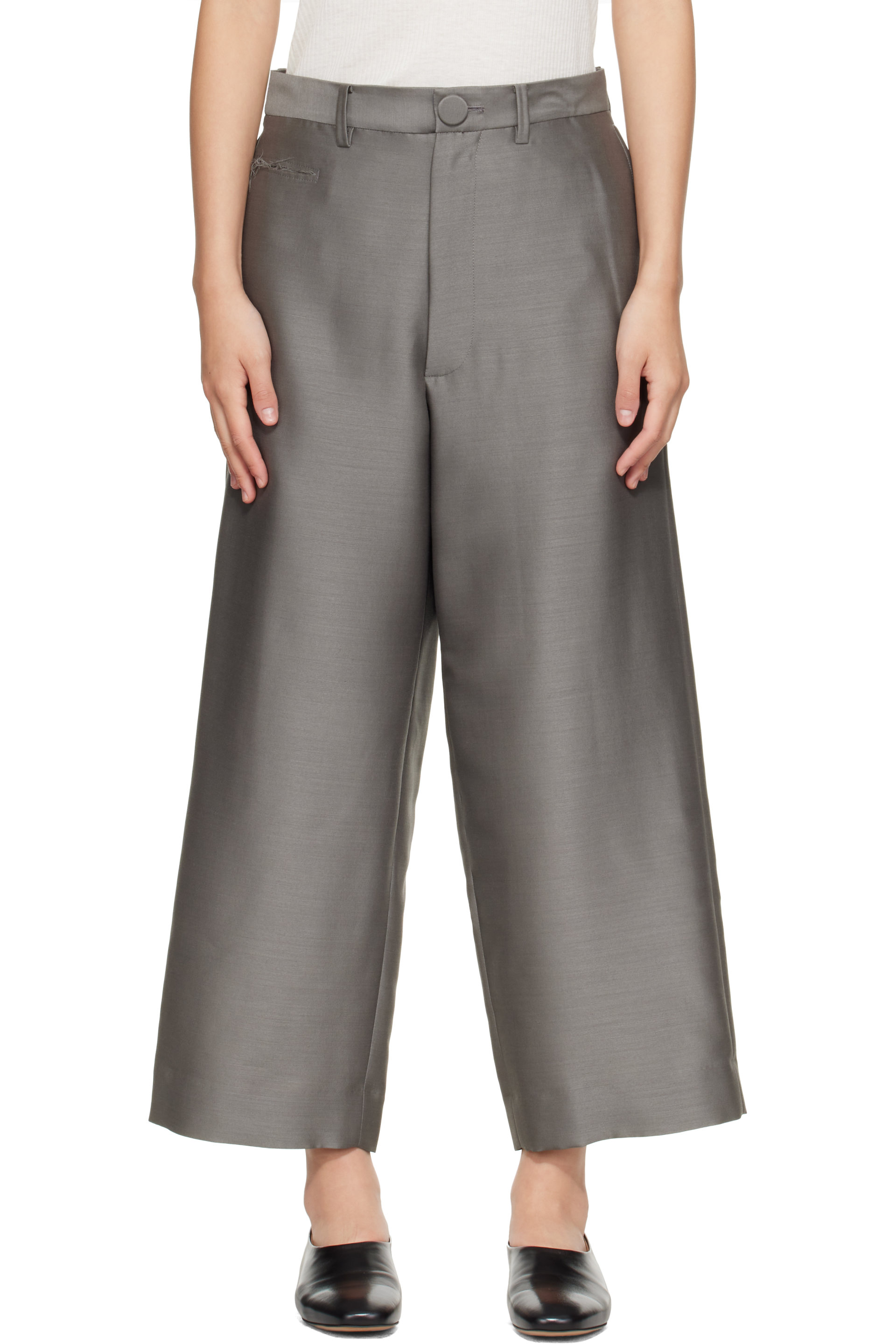 UNDERCOVER - Gray Wool Silk Trousers
