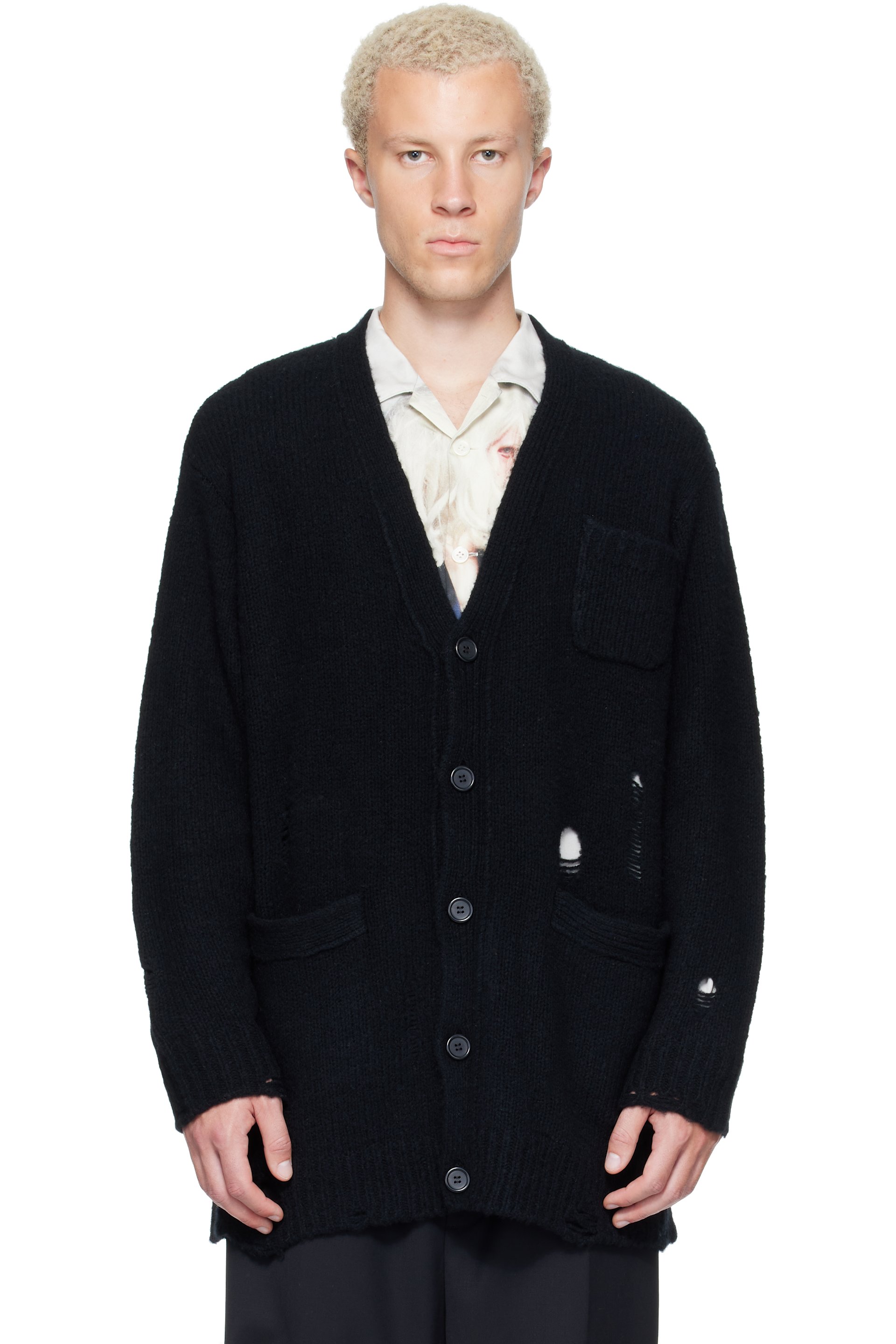 UNDERCOVER - Black Distressed Cardigan