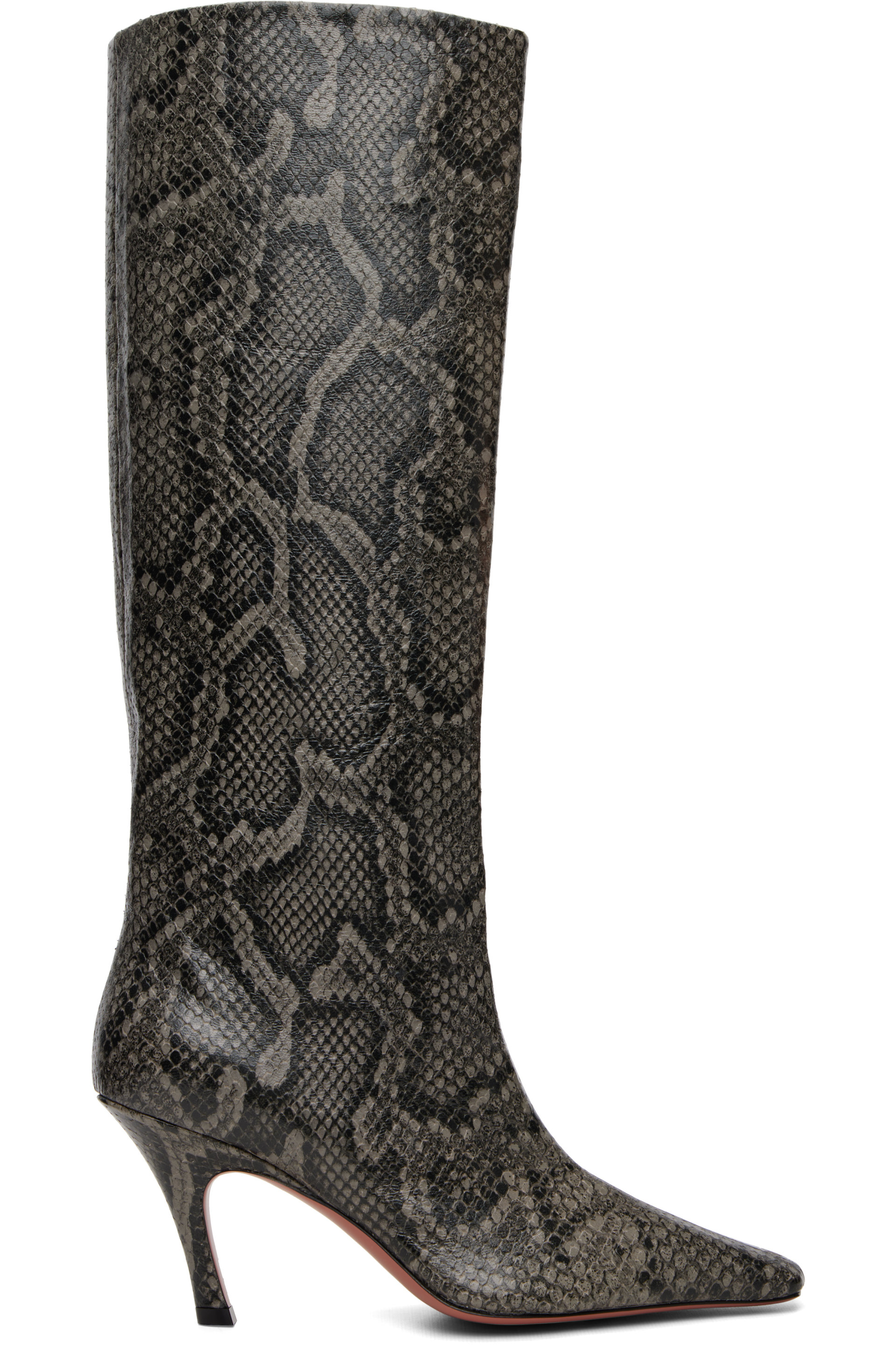 Amina Muaddi - Gray Mona 80 Tall Boots