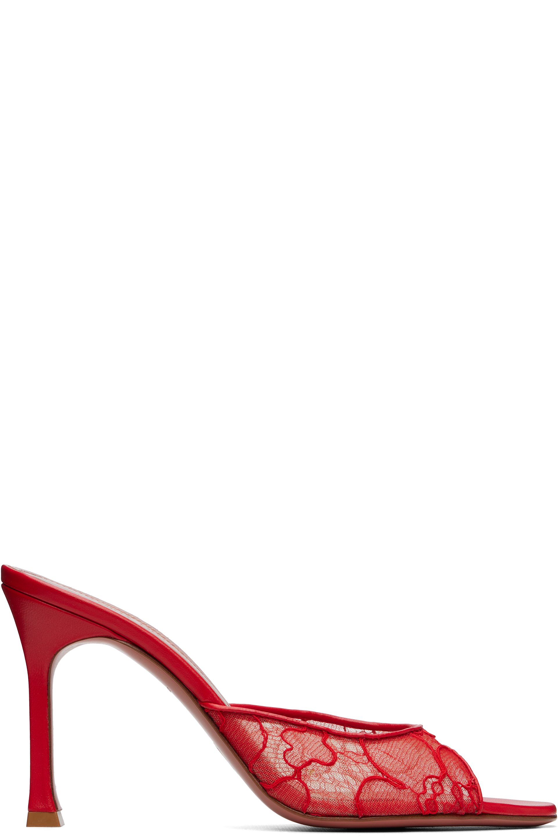 Amina Muaddi - Red Alexa Lace 95 Heeled Sandals