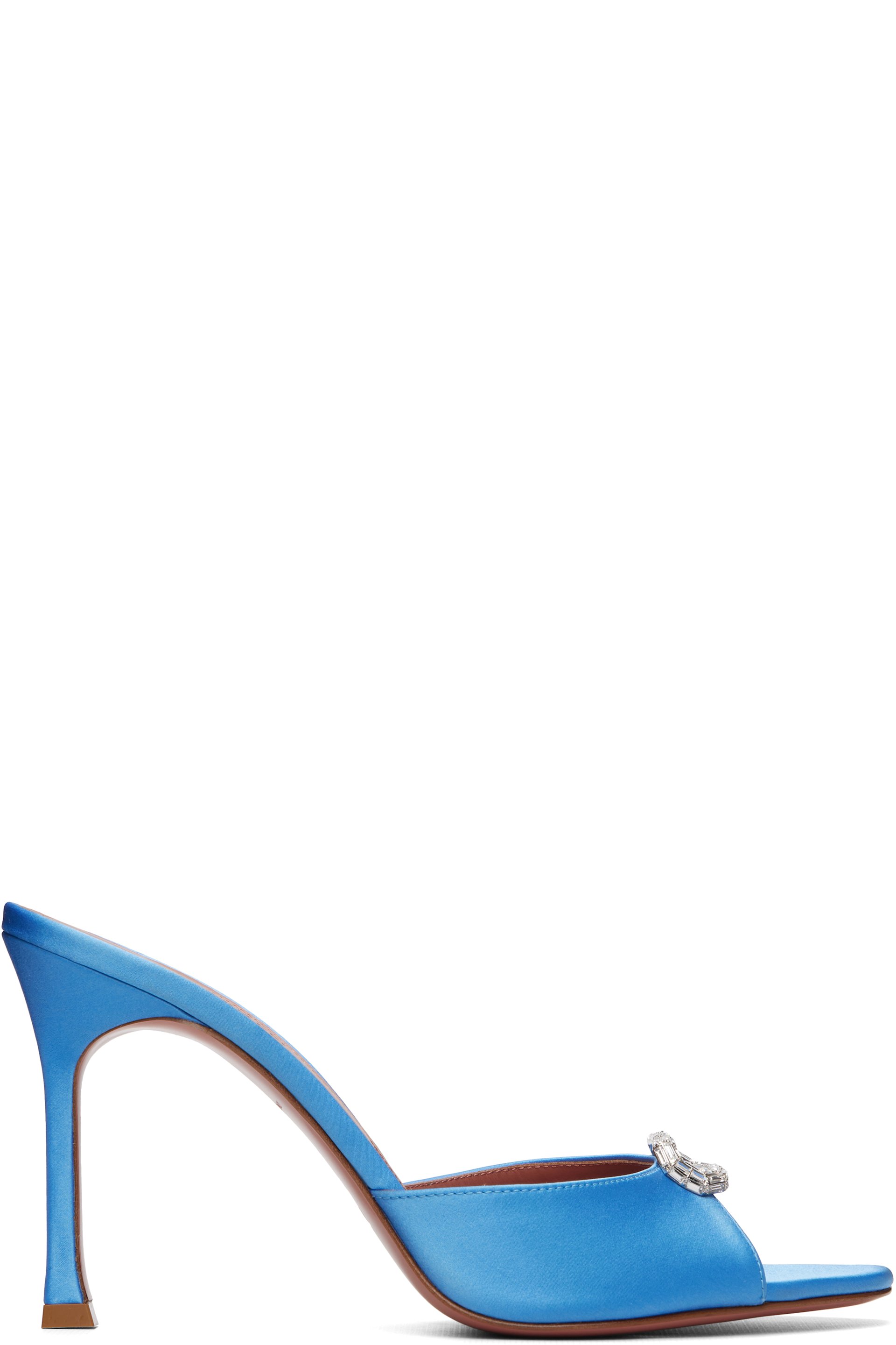 Amina Muaddi - Blue Mini Camelia Slipper 95 Heeled Sandals
