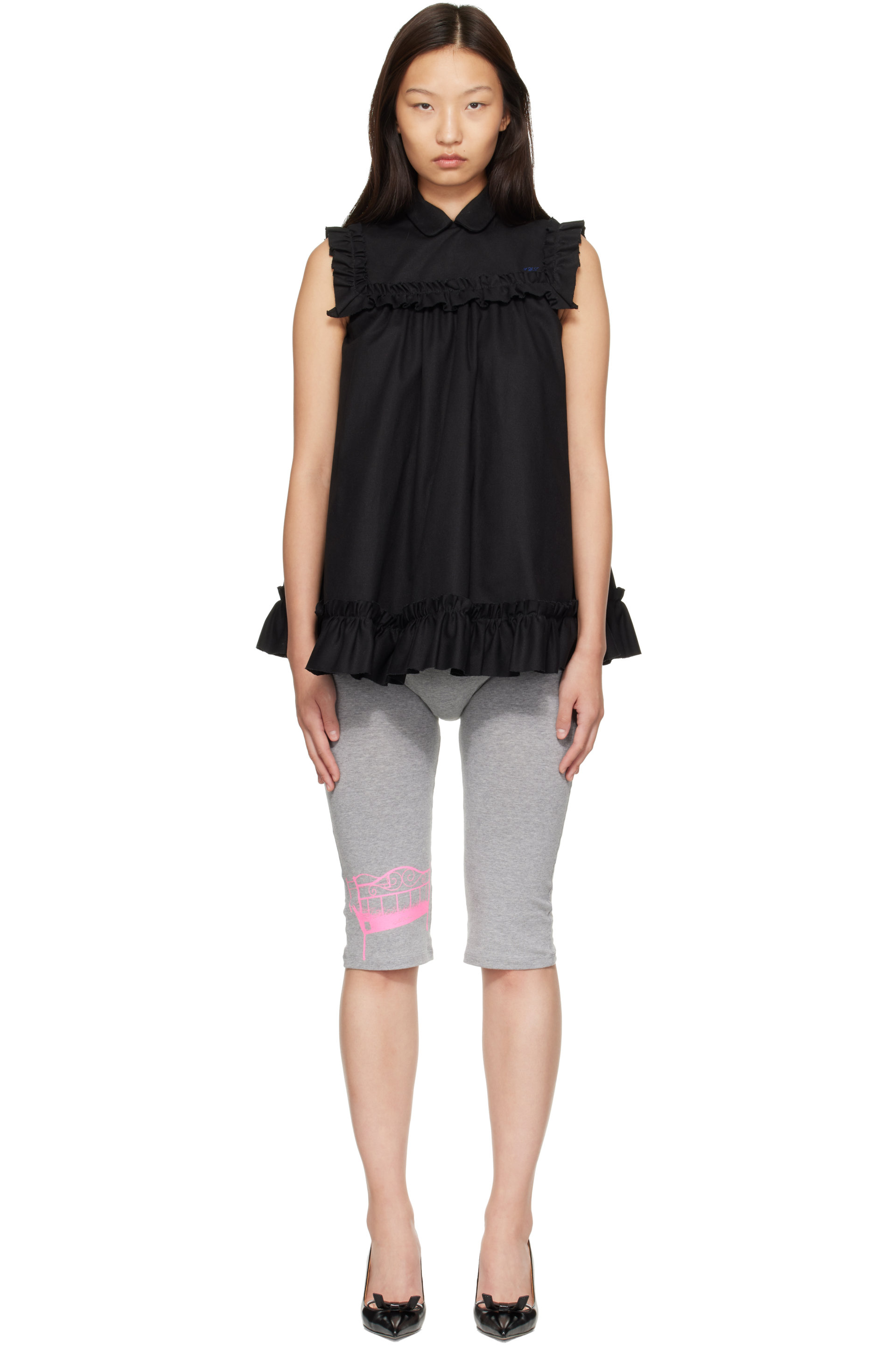 Ans Dotsloevner - Black Frilled 'Childhood' Minidress