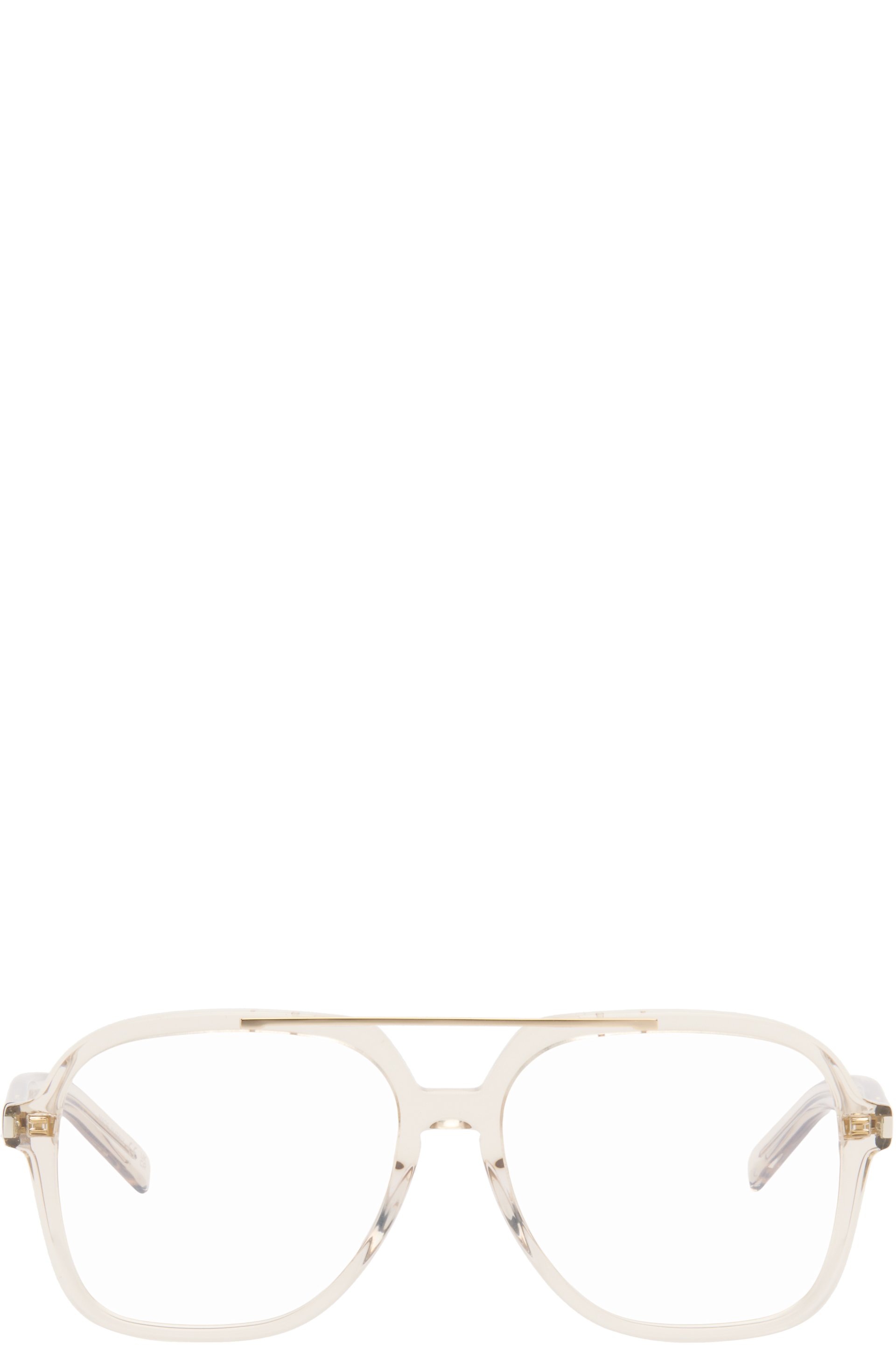 Saint Laurent - Beige SL 545 Corner Angle Optical Frame Glasses