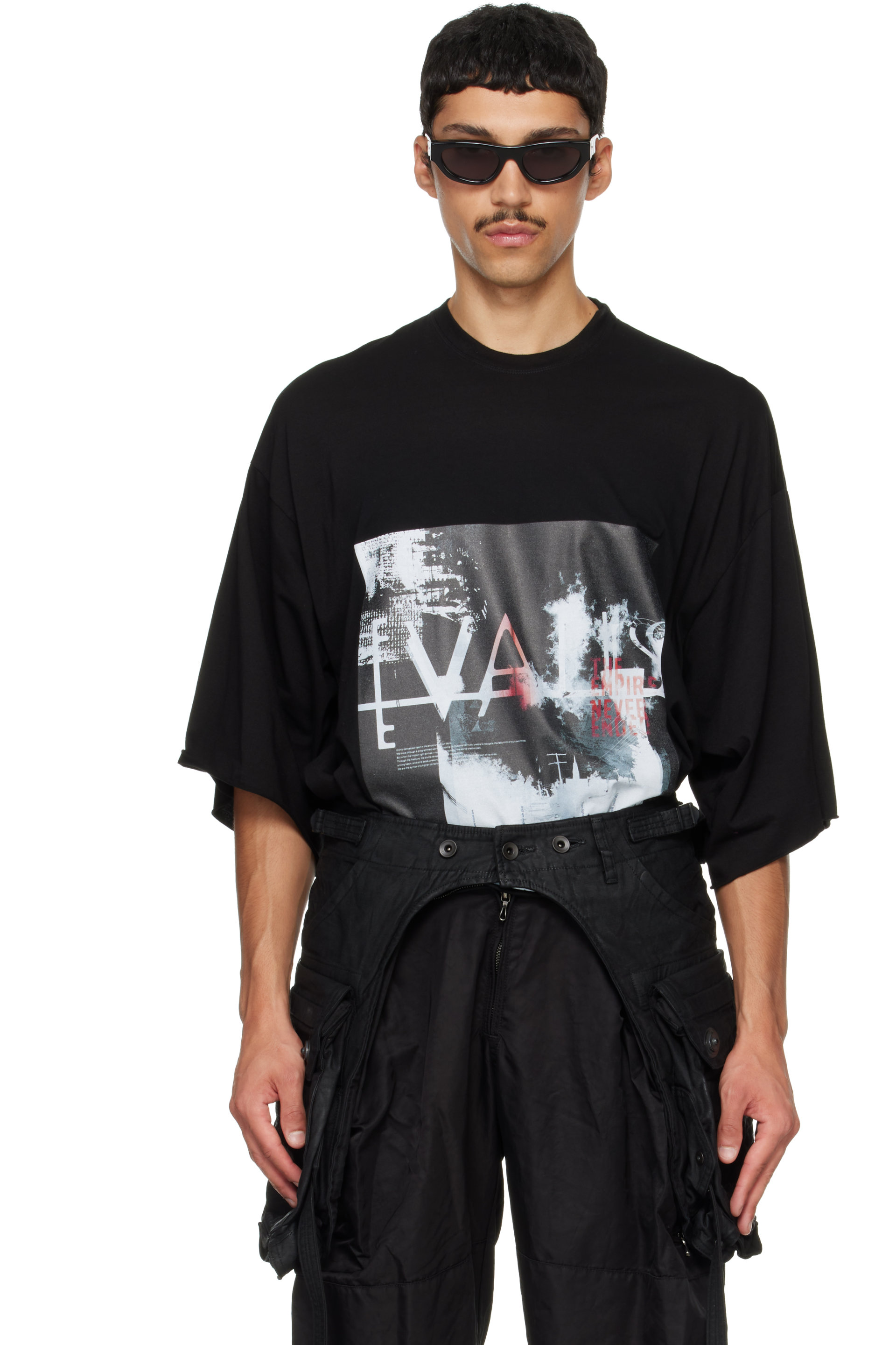 Julius - Black Cotton Back Satin Cargo Belt Rig