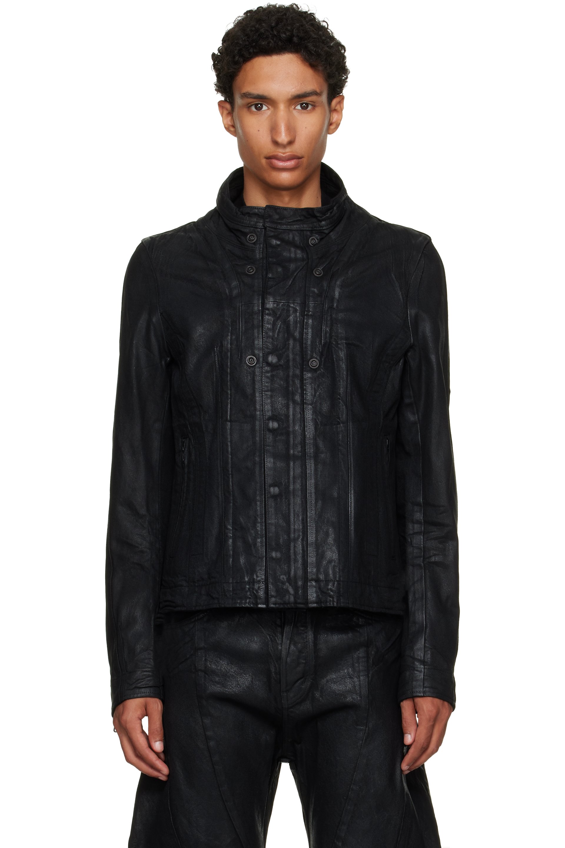 Julius - Black Urban Seamed Denim Jacket