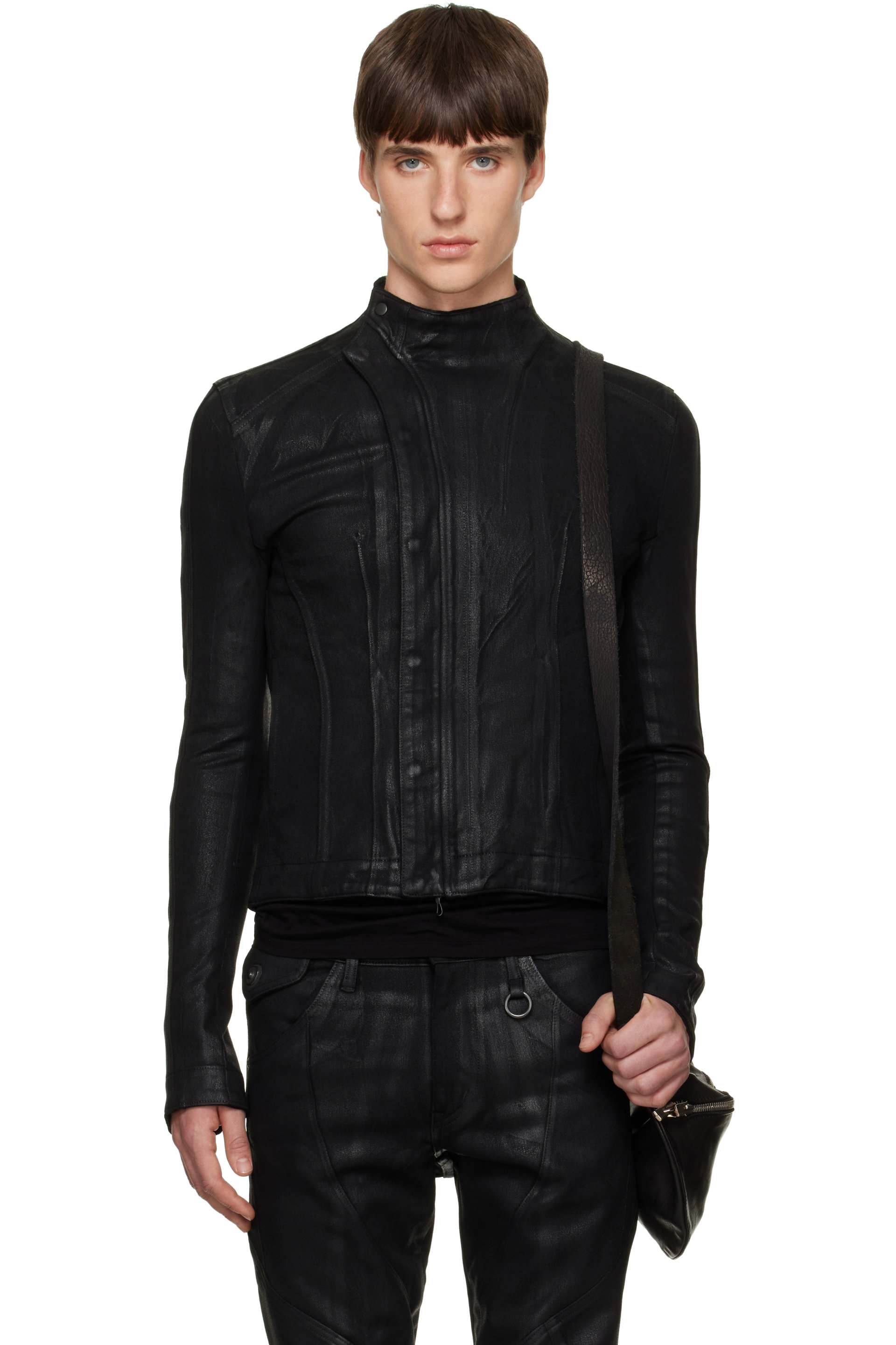 Julius - Blouson étroit noir à couture centrale