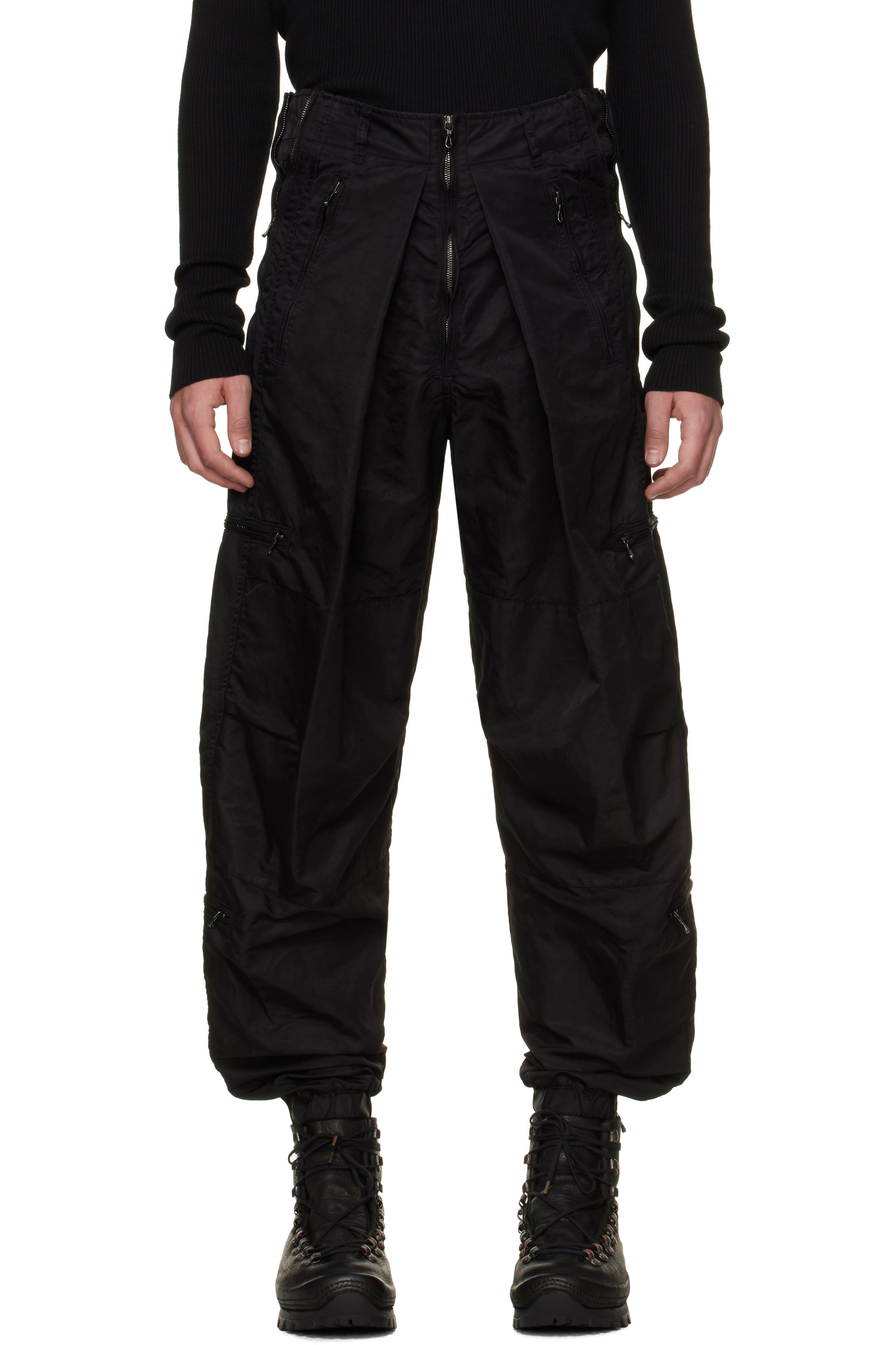 Julius - Pantalon cargo aviateur noir à glissières