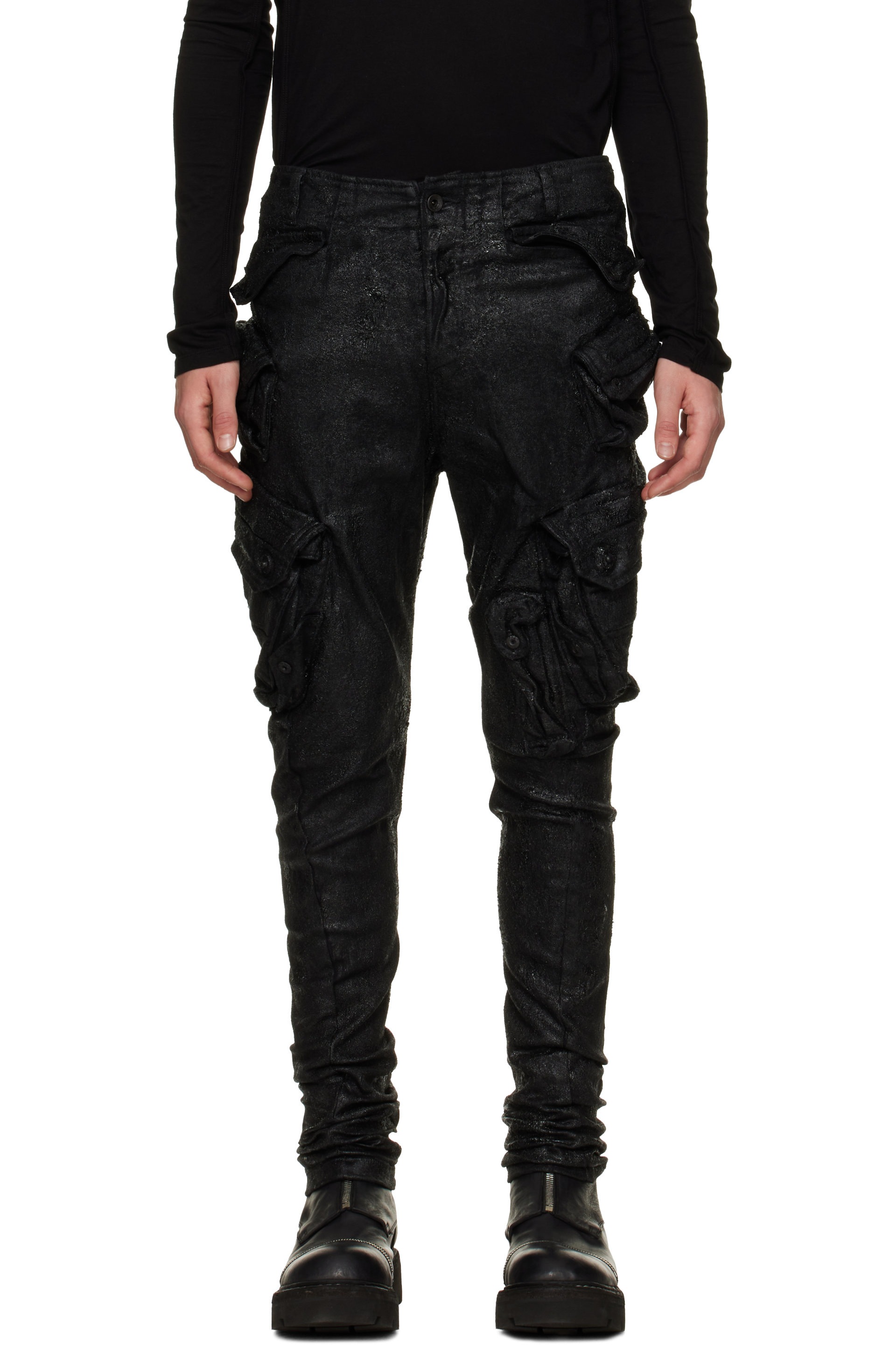 Julius - Black Gas Mask Nallow Cargo Pants