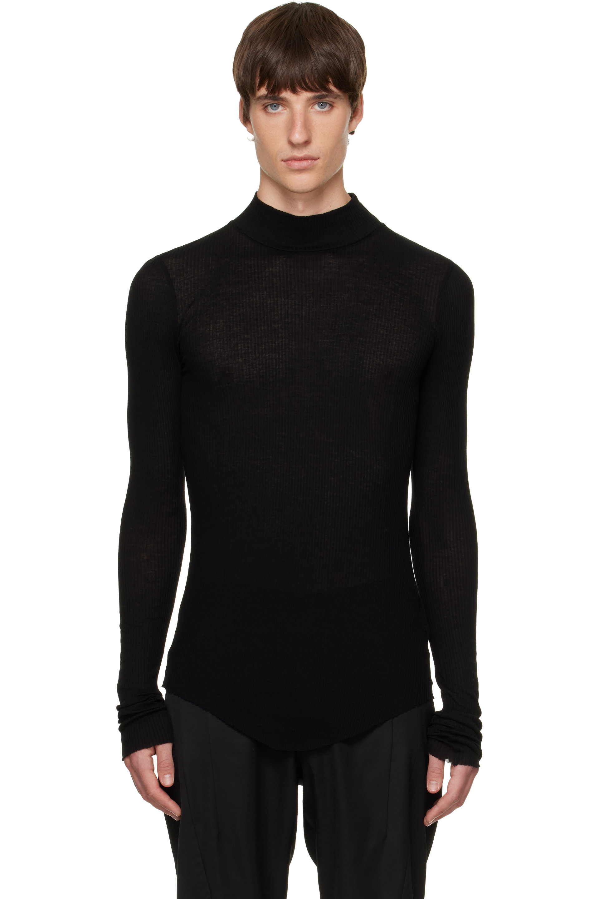 Julius - Black High Neck Skinny T-shirt