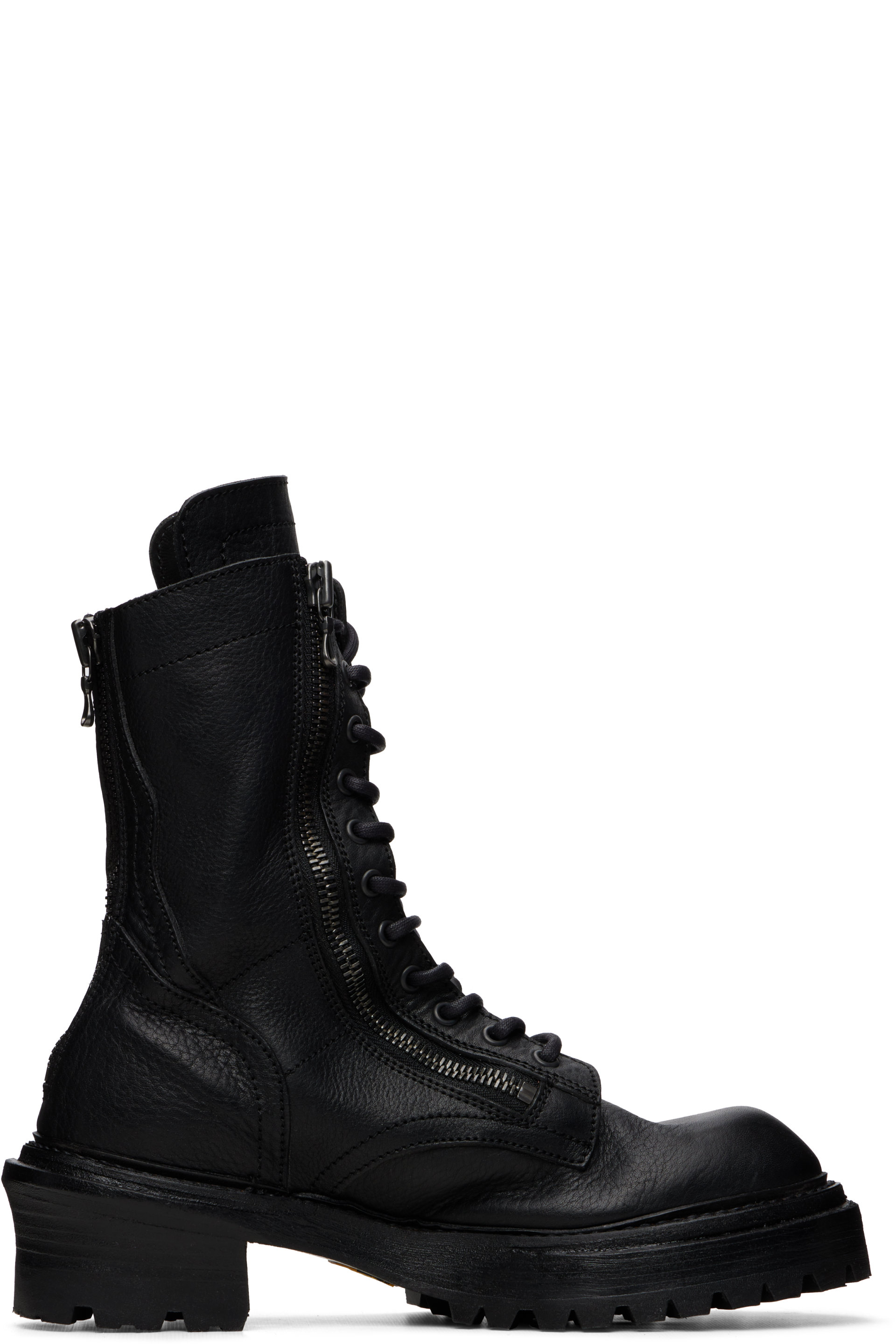 Julius - Black Side Zip Lace Up Boots