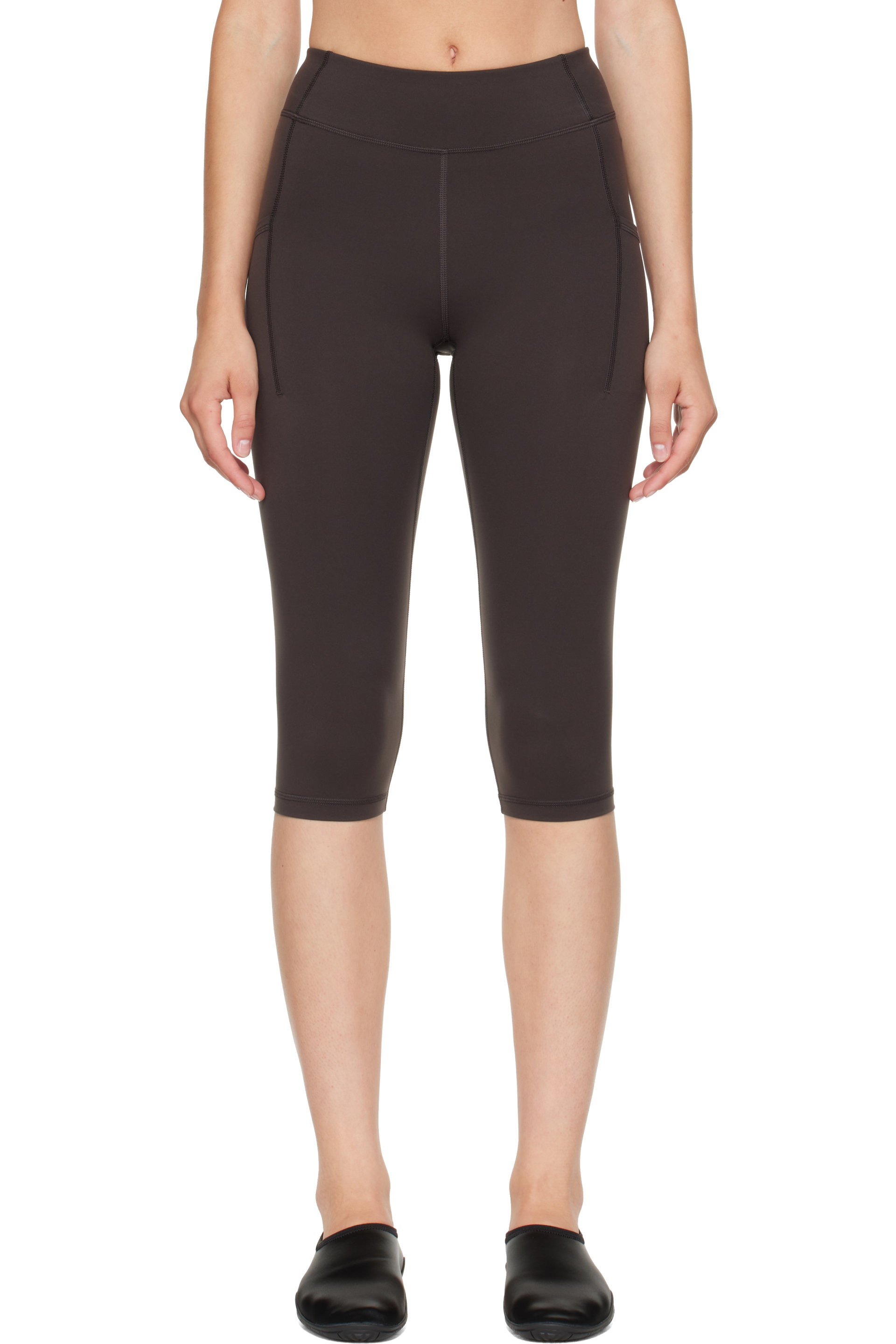 Literary Sport - Legging de course de style capri Lena brun