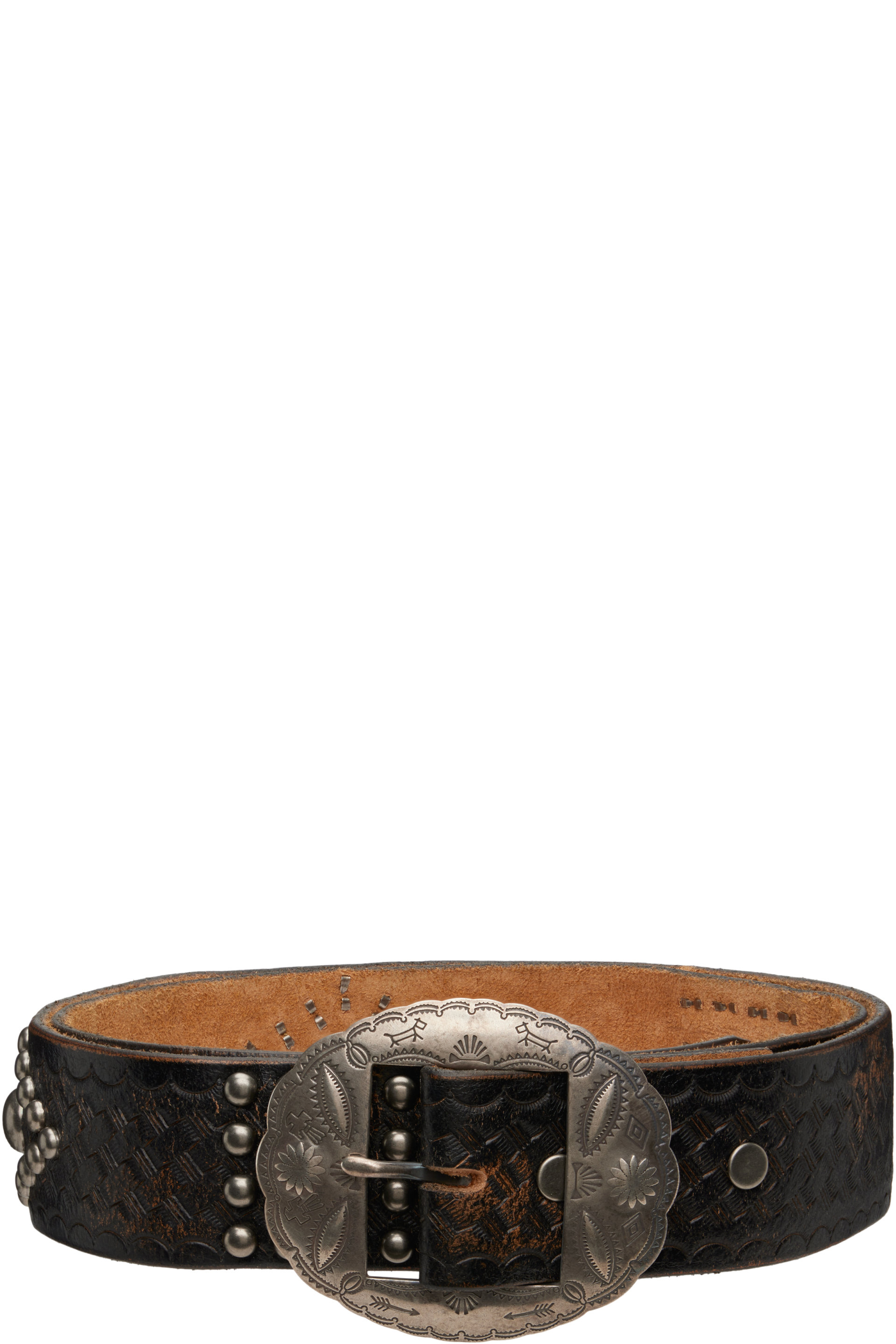 RRL - Black Studded Leather Belt