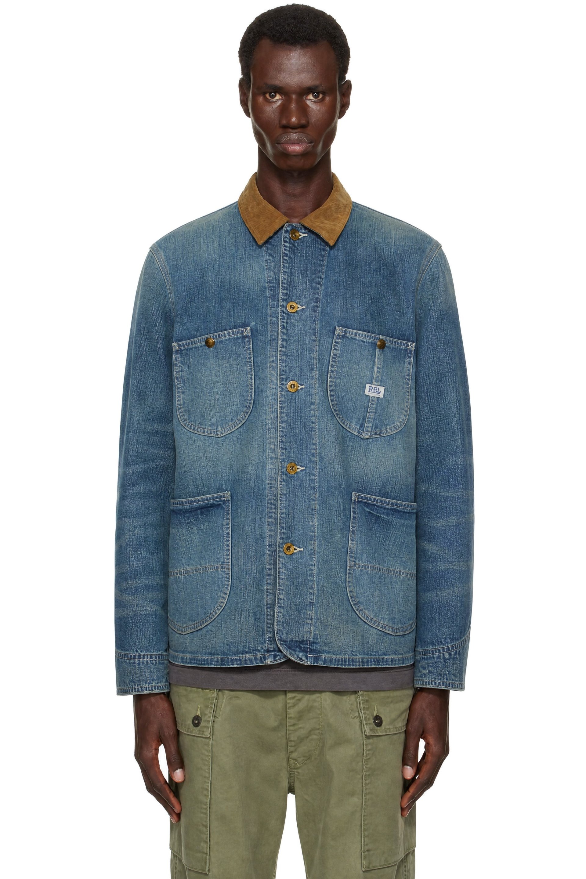 RRL - Blue Corduroy-Collar Indigo Denim Jacket