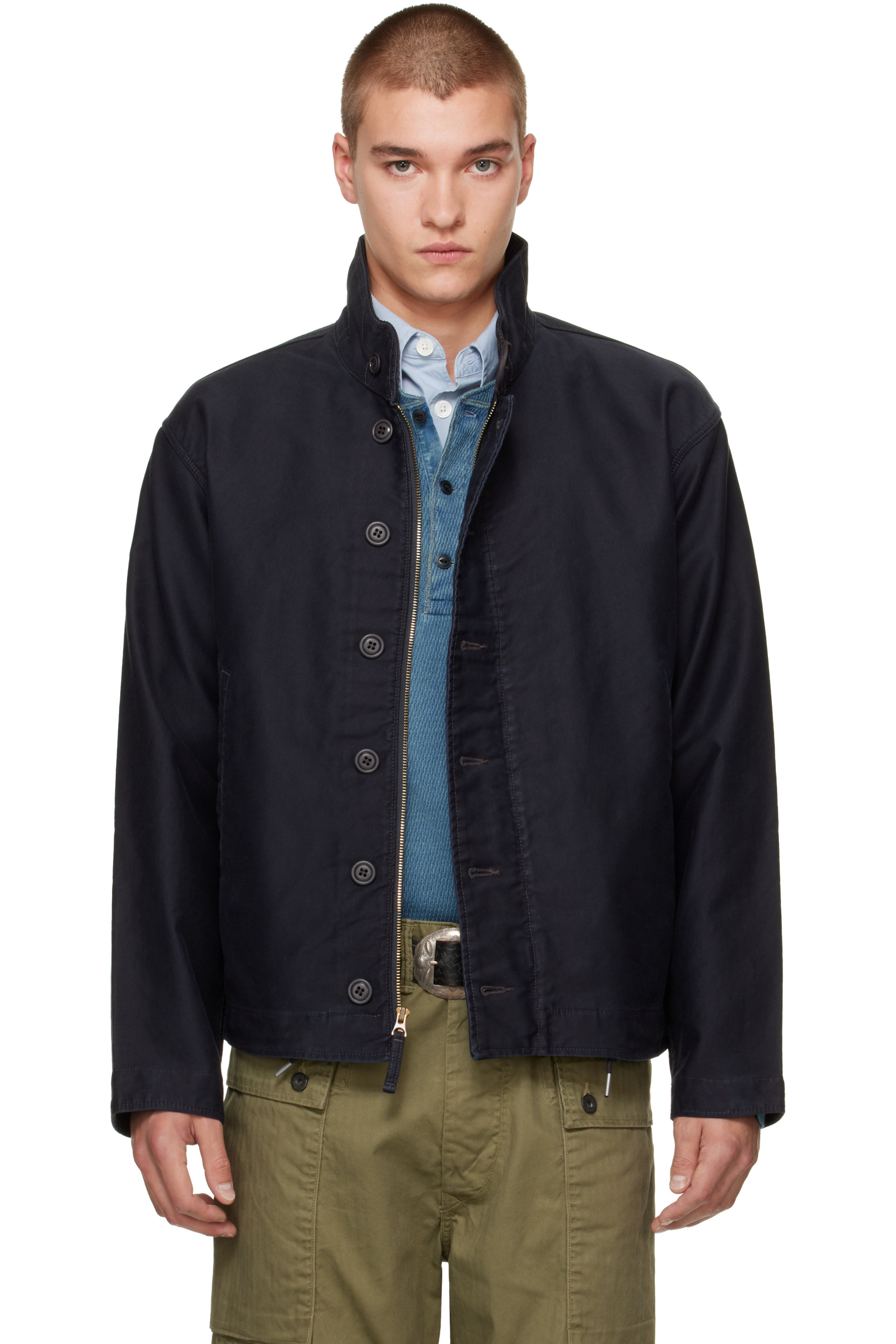 RRL - Navy Corduroy Collar Jacket