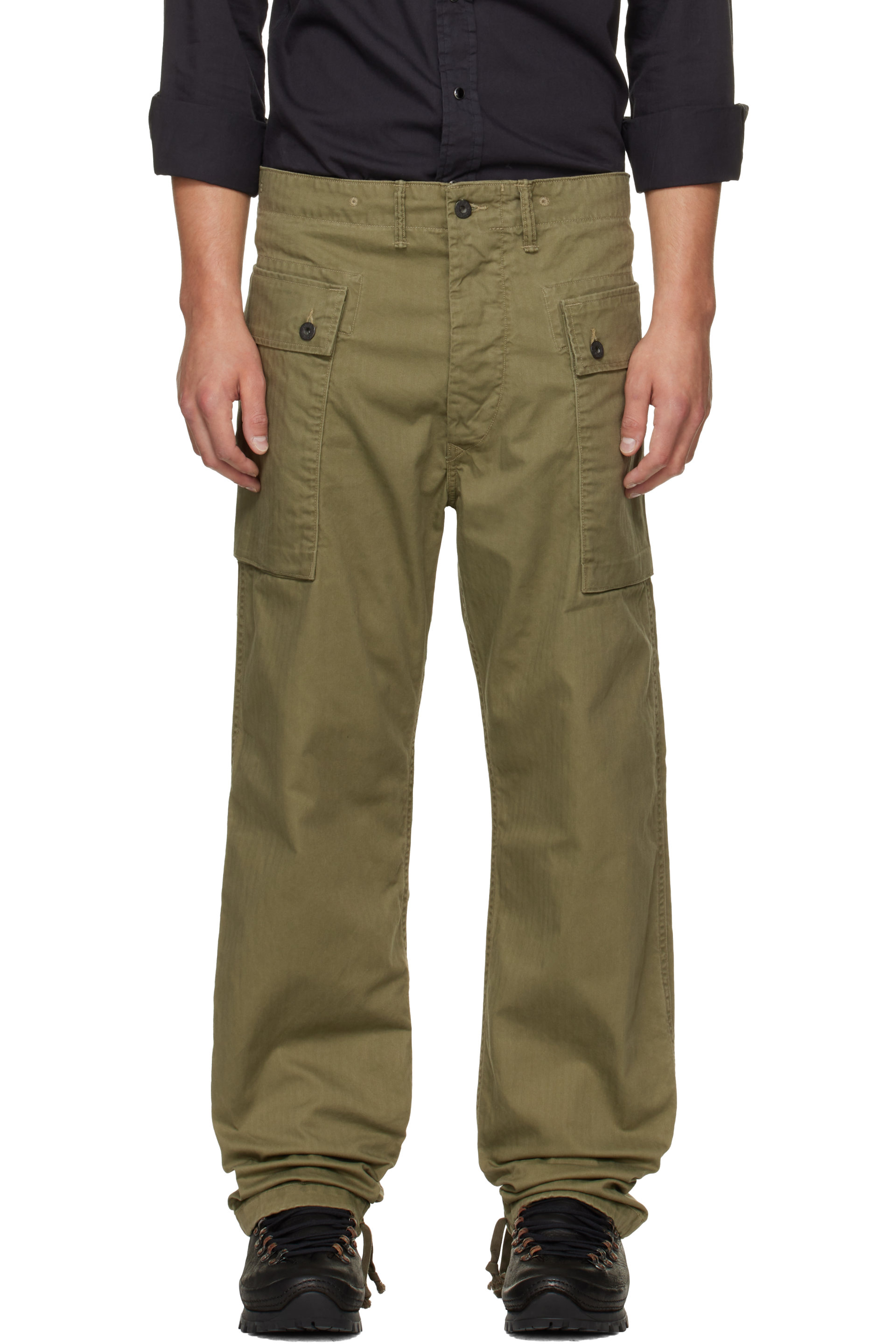 RRL - Khaki Herringbone Field Cargo Pants