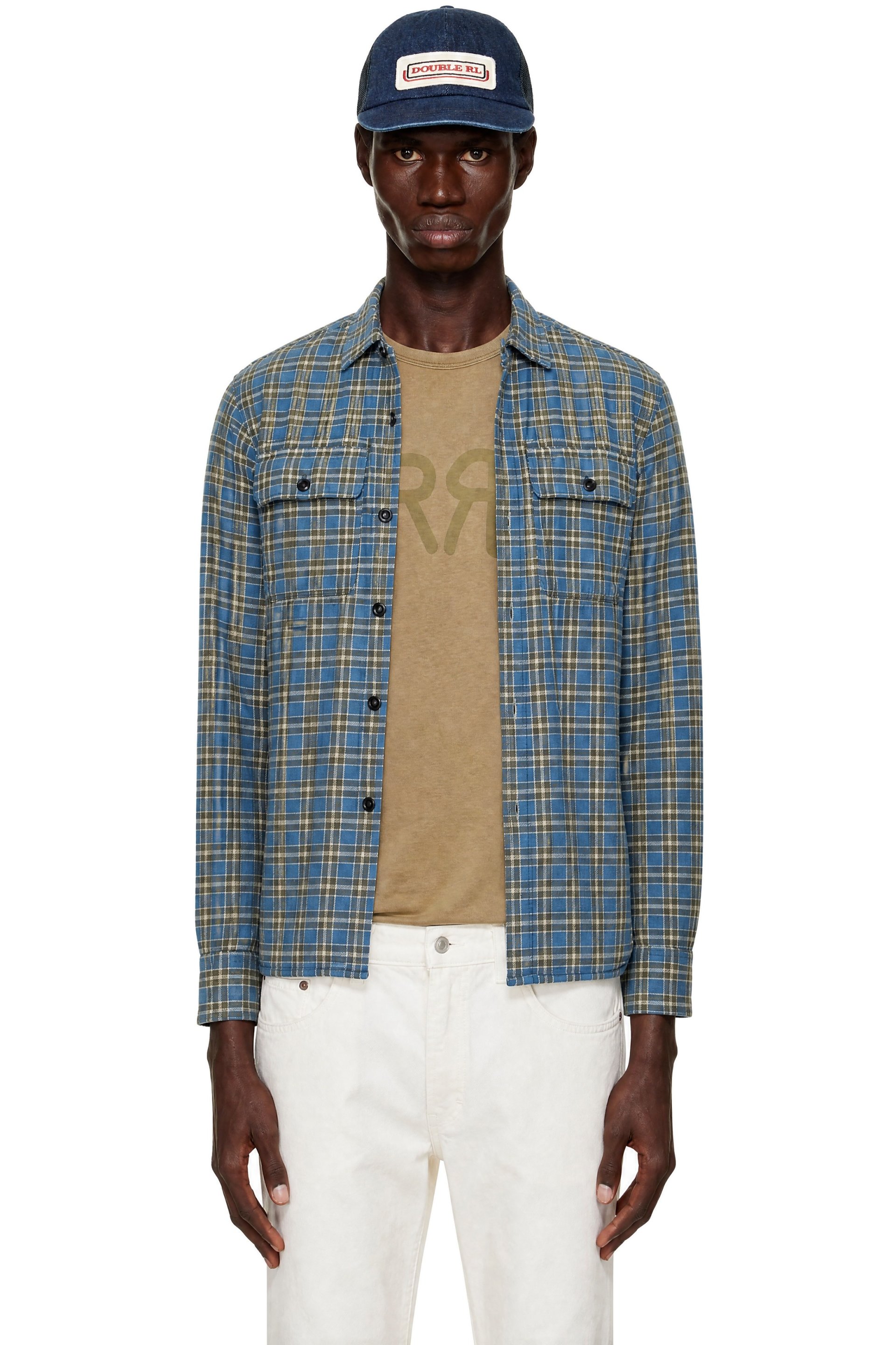 RRL - Blue & Gray Check Cotton Shirt