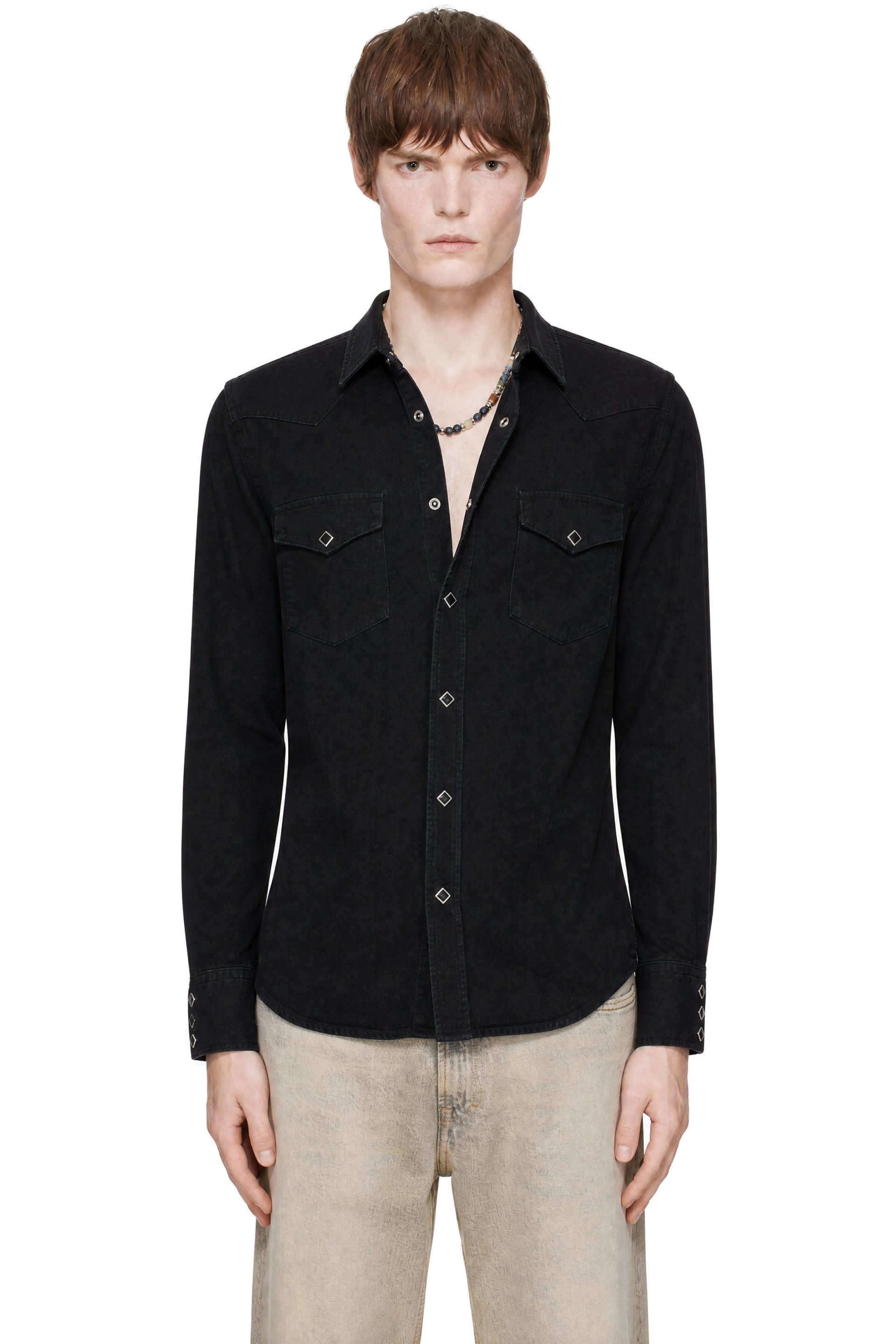 RRL - Black Slim Fit Denim Western Shirt