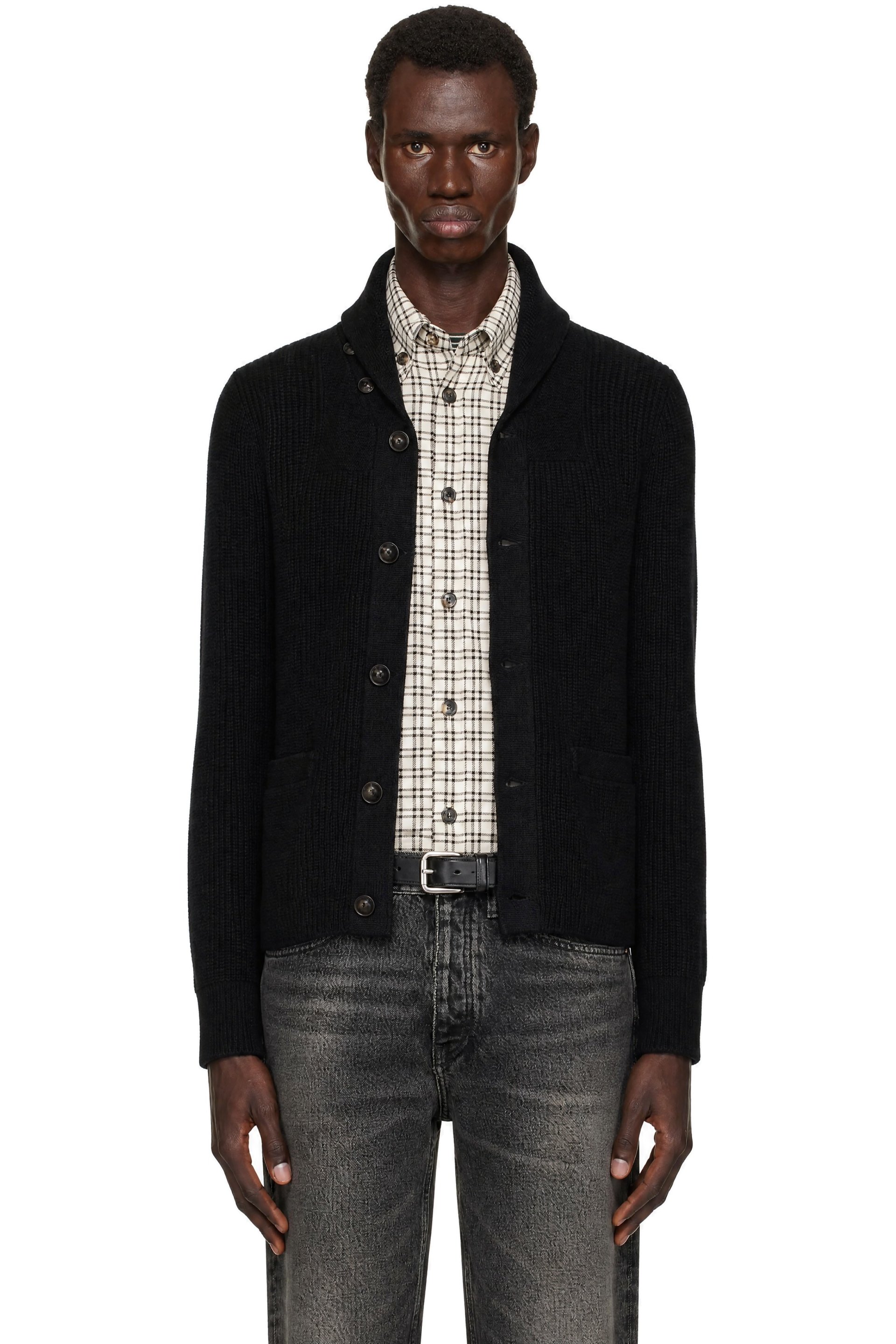 RRL - Black Cashmere Shawl-Collar Cardigan