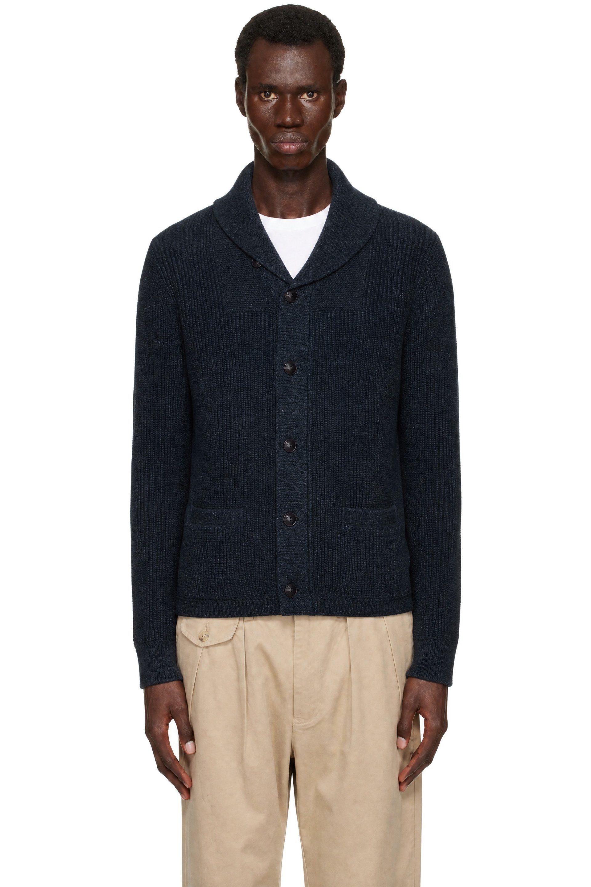 RRL - Navy Shawl Cotton Cardigan