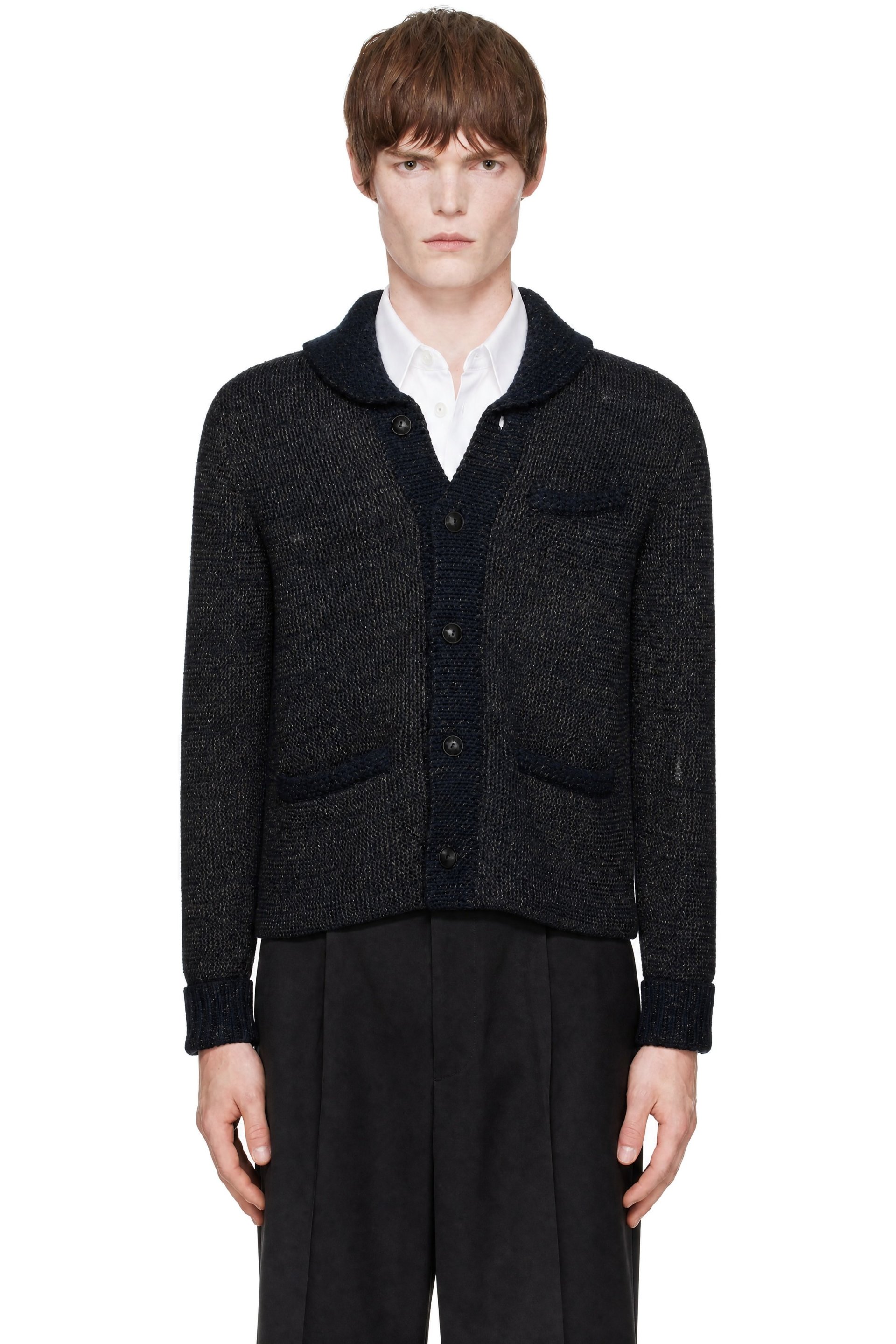 RRL - Navy Wool Shawl Cardigan