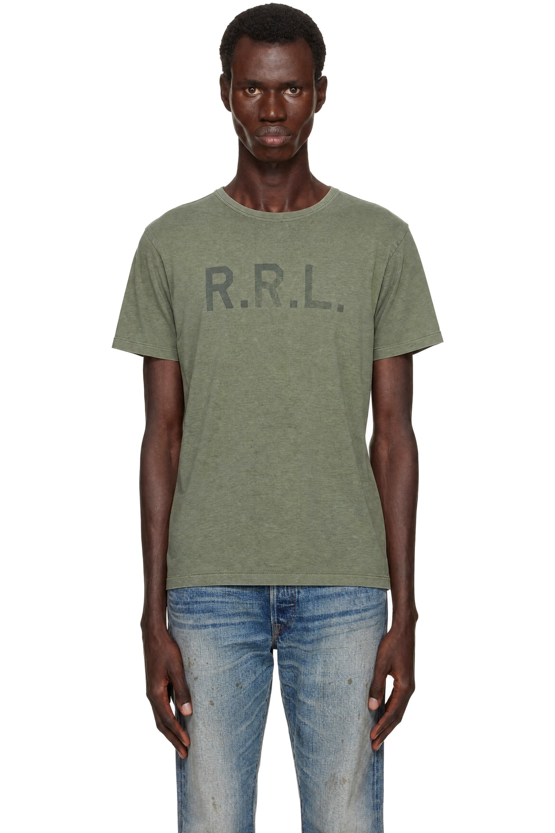 RRL - カーキ ロゴ Tシャツ