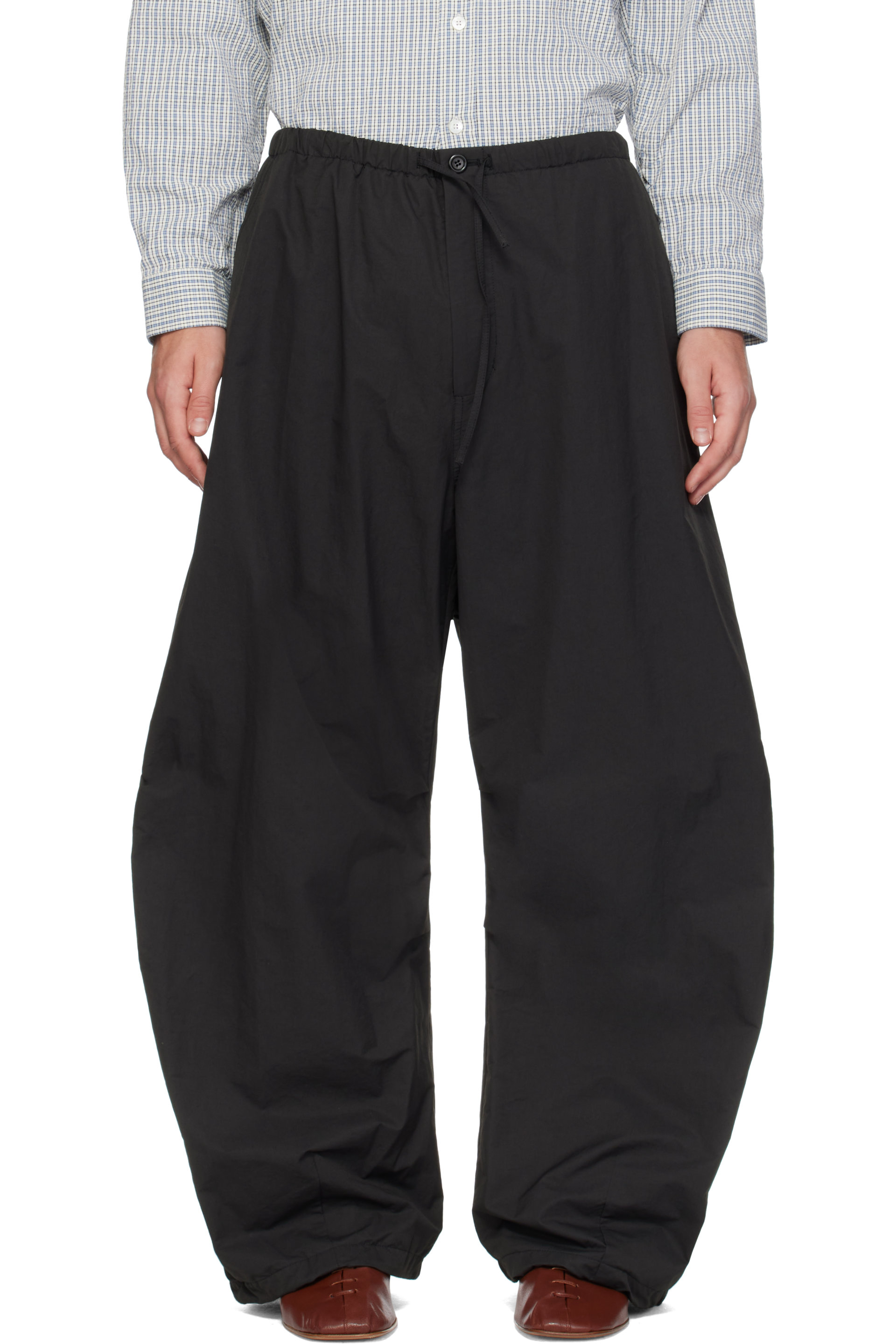AMOMENTO - Black Drawstring Wide Fatigue Trousers