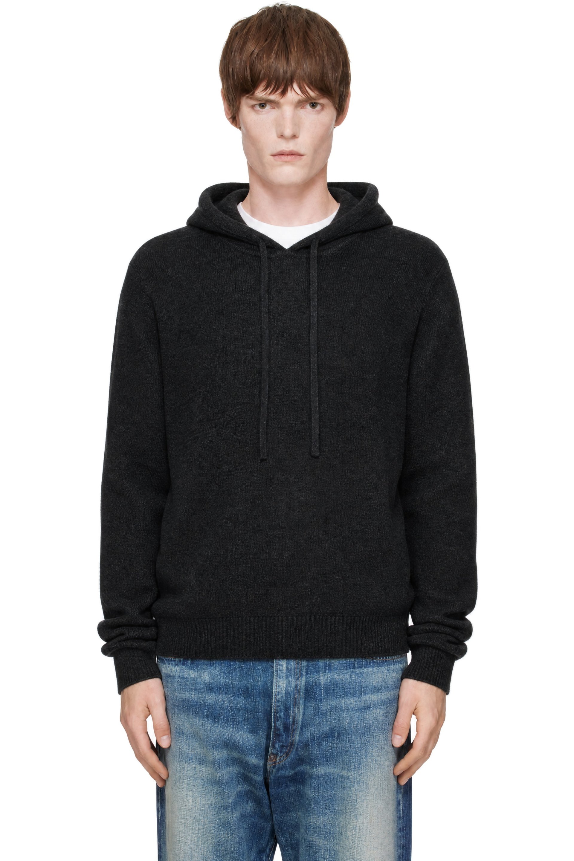 AMOMENTO - Gray Racoon Knit Hoodie
