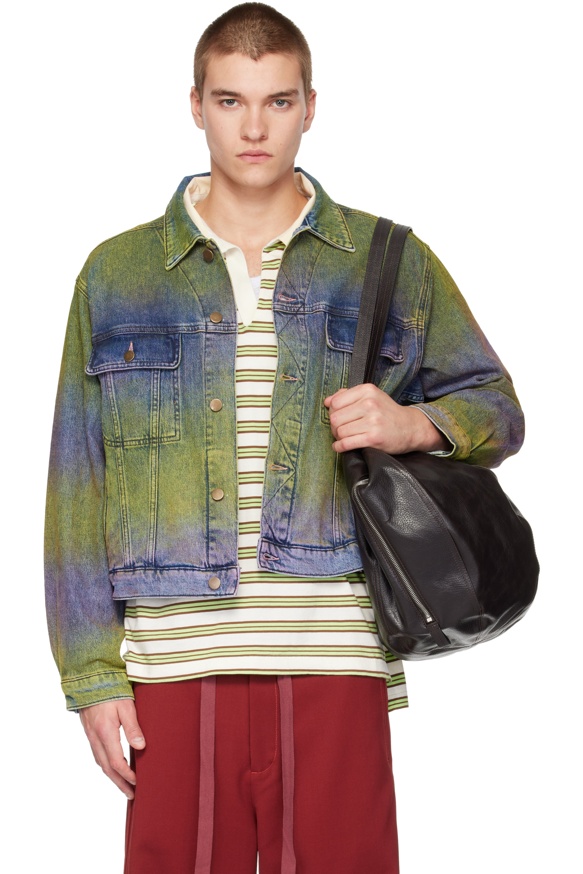 Sanderlak - Blouson Jean bleu et vert en denim