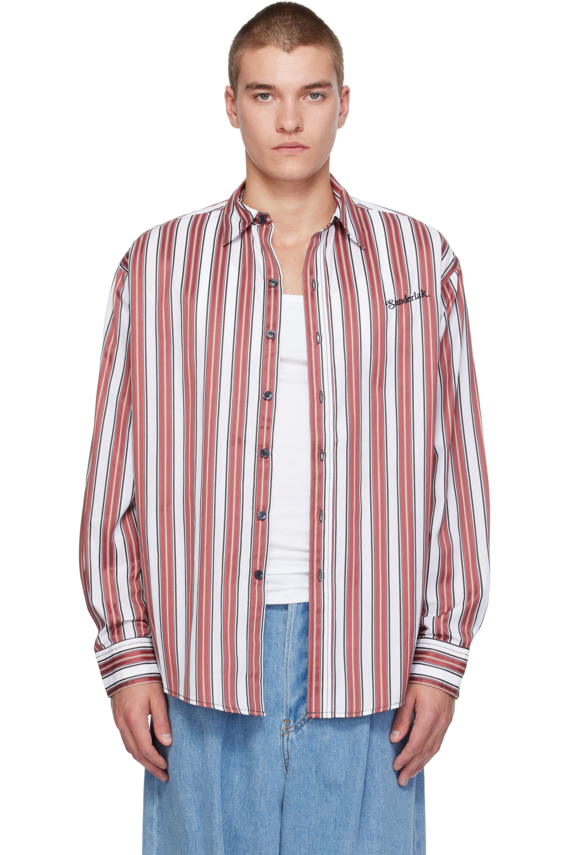 Sanderlak - Chemise surdimensionnée rouge et blanc à rayures