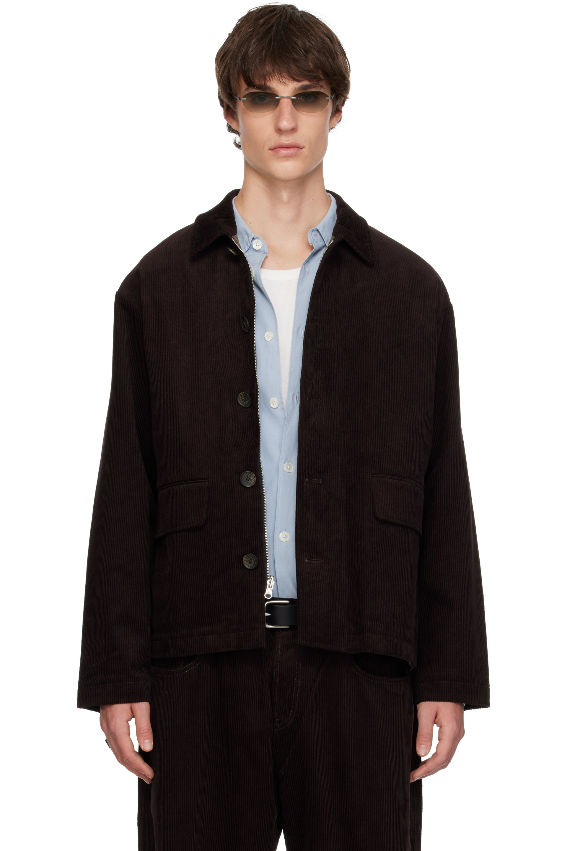 SIRE - Brown Waxed Corduroy Reversible Blouson Jacket