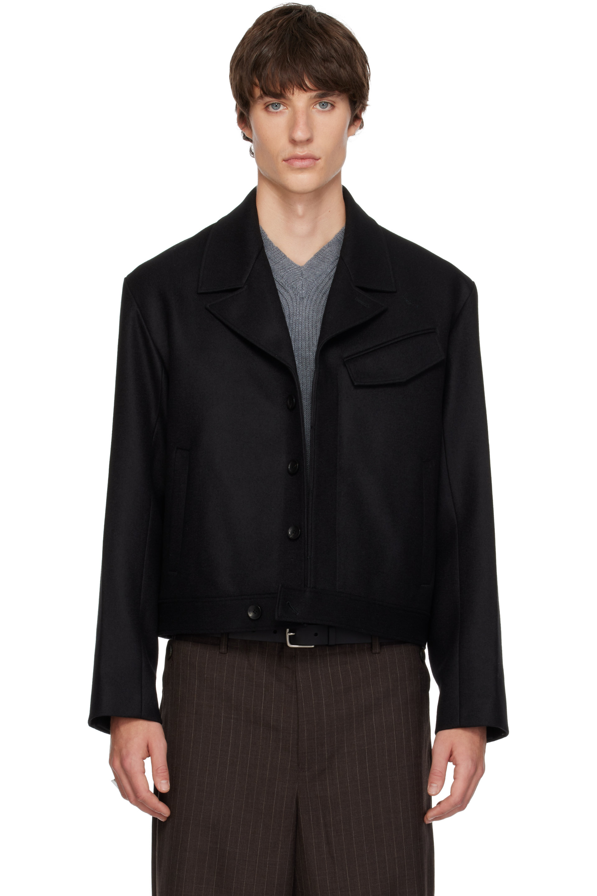 SIRE - Black Cropped Wool Blouson