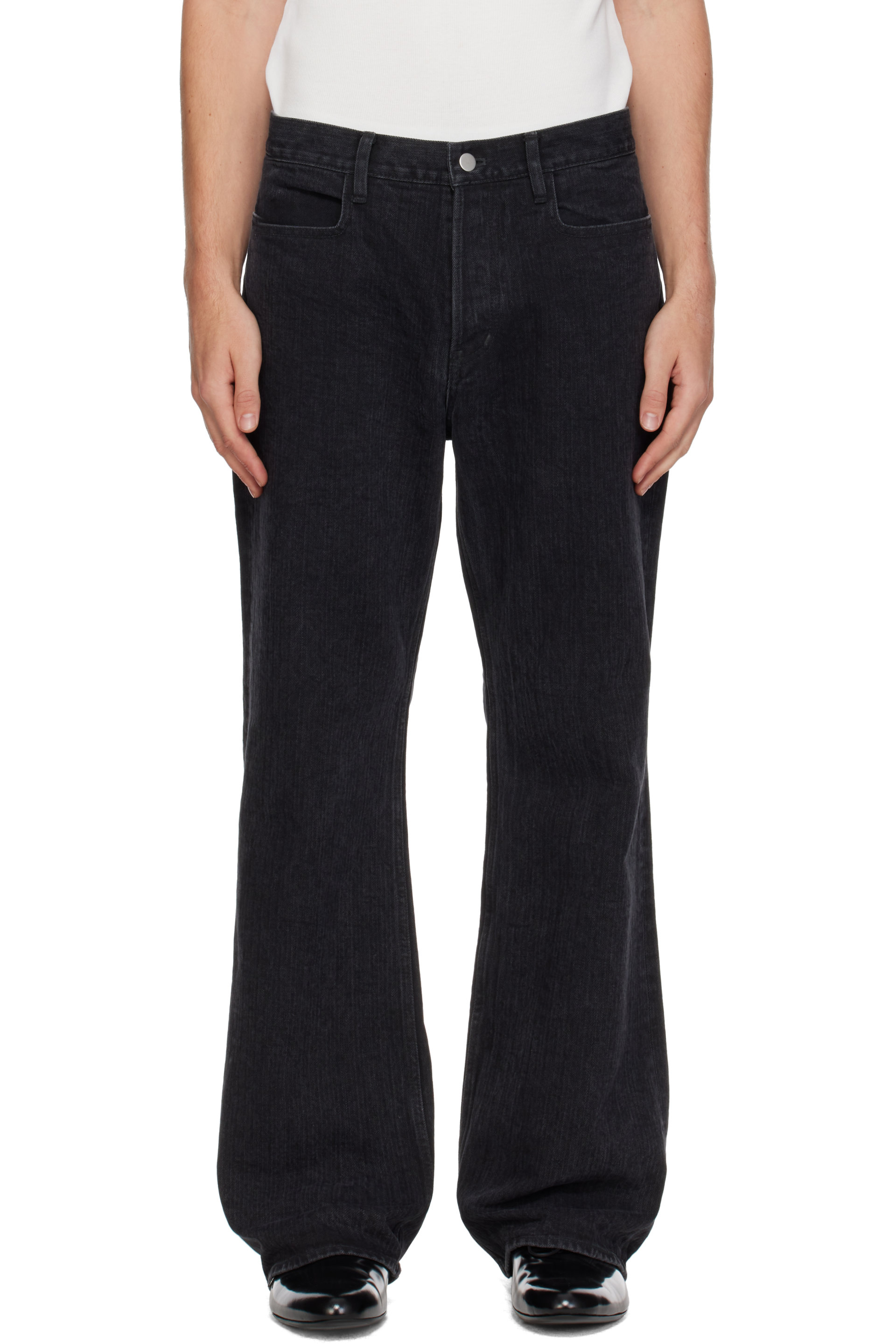 SIRE - Jean semi-évasé noir en denim à effet délavé