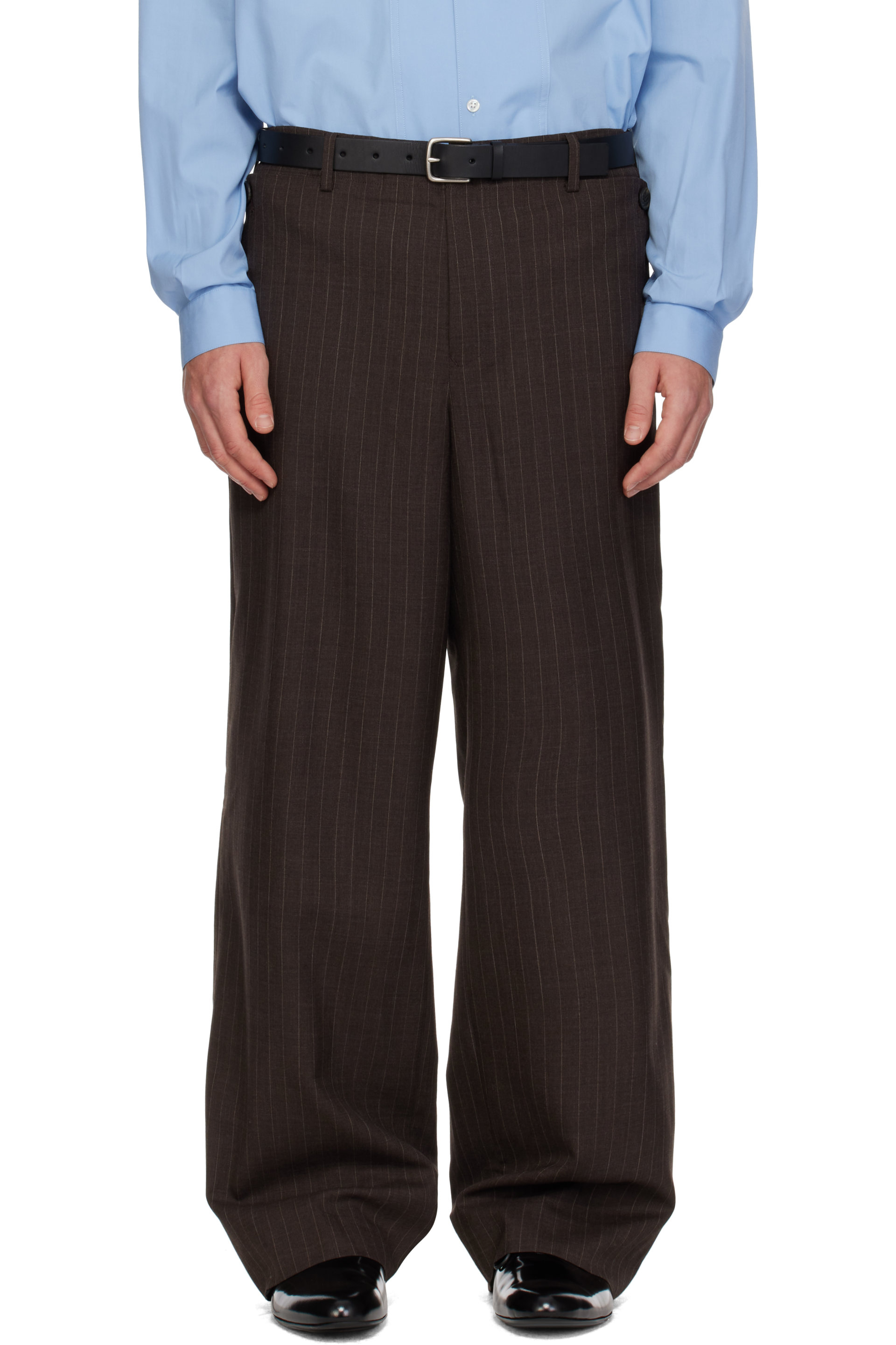 SIRE - Brown Pinstripe Tailored Trousers