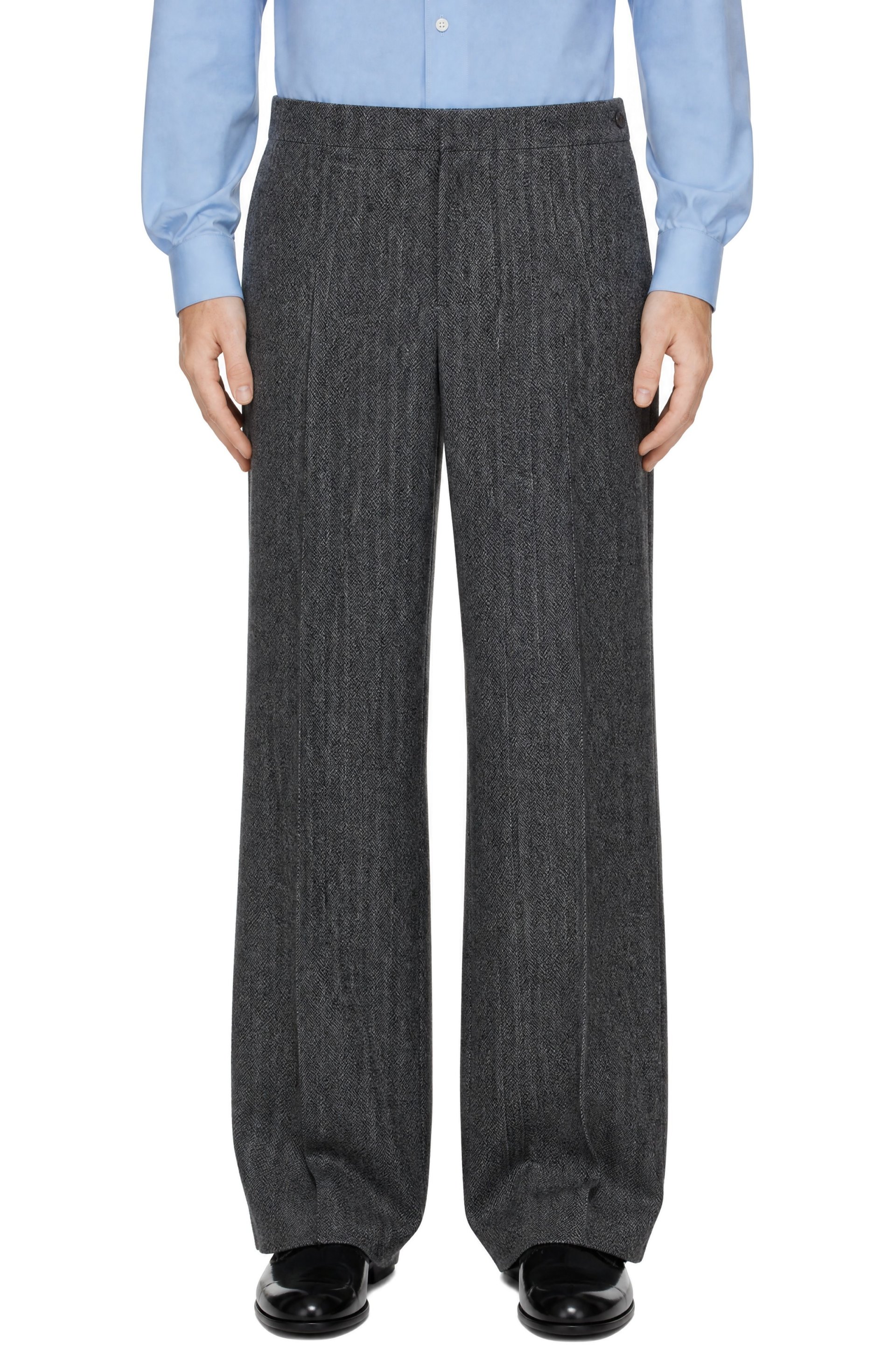 SIRE - Gray Herringbone Tailored Trousers