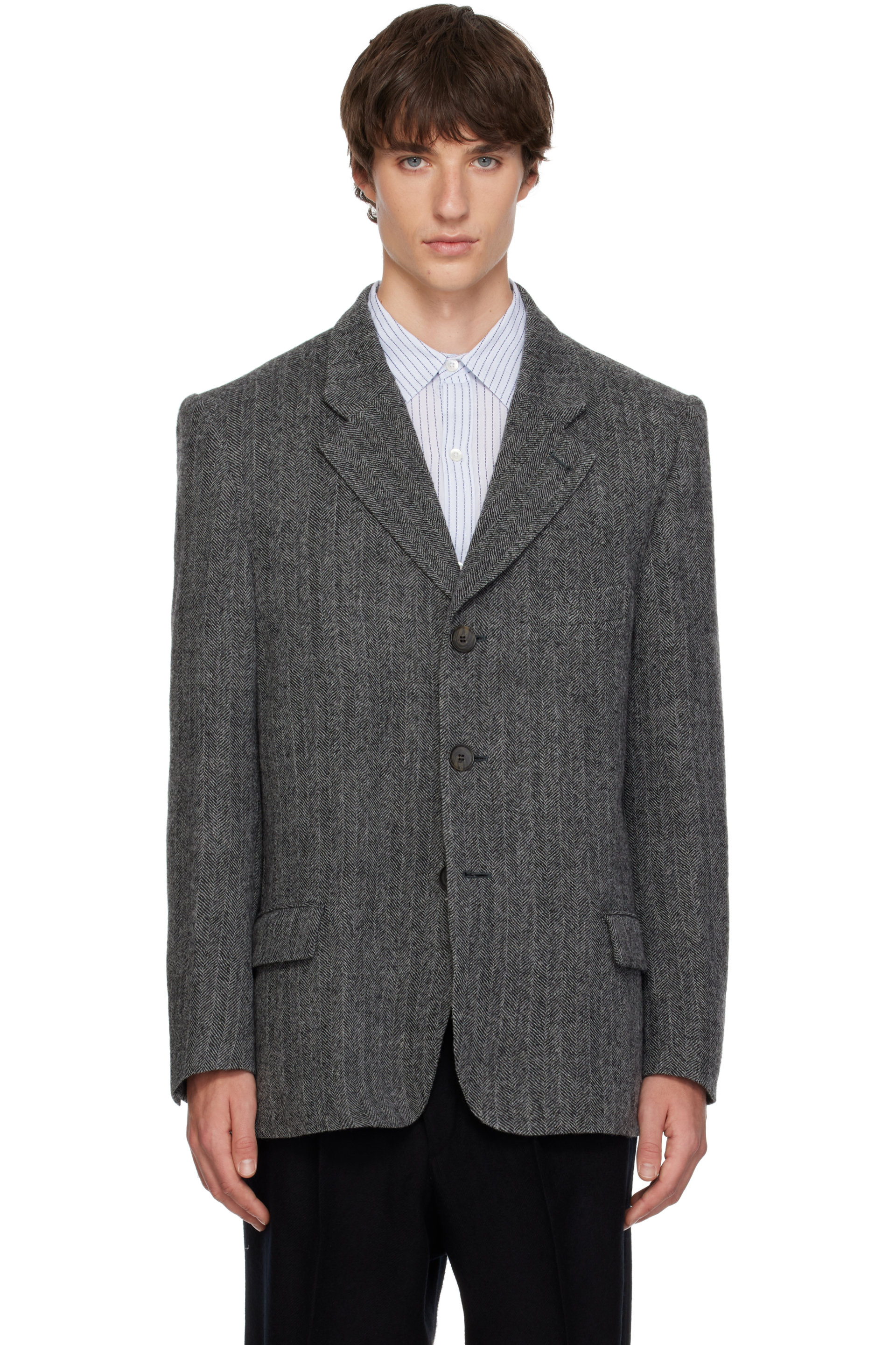 SIRE - Gray Herringbone Tailored Blazer