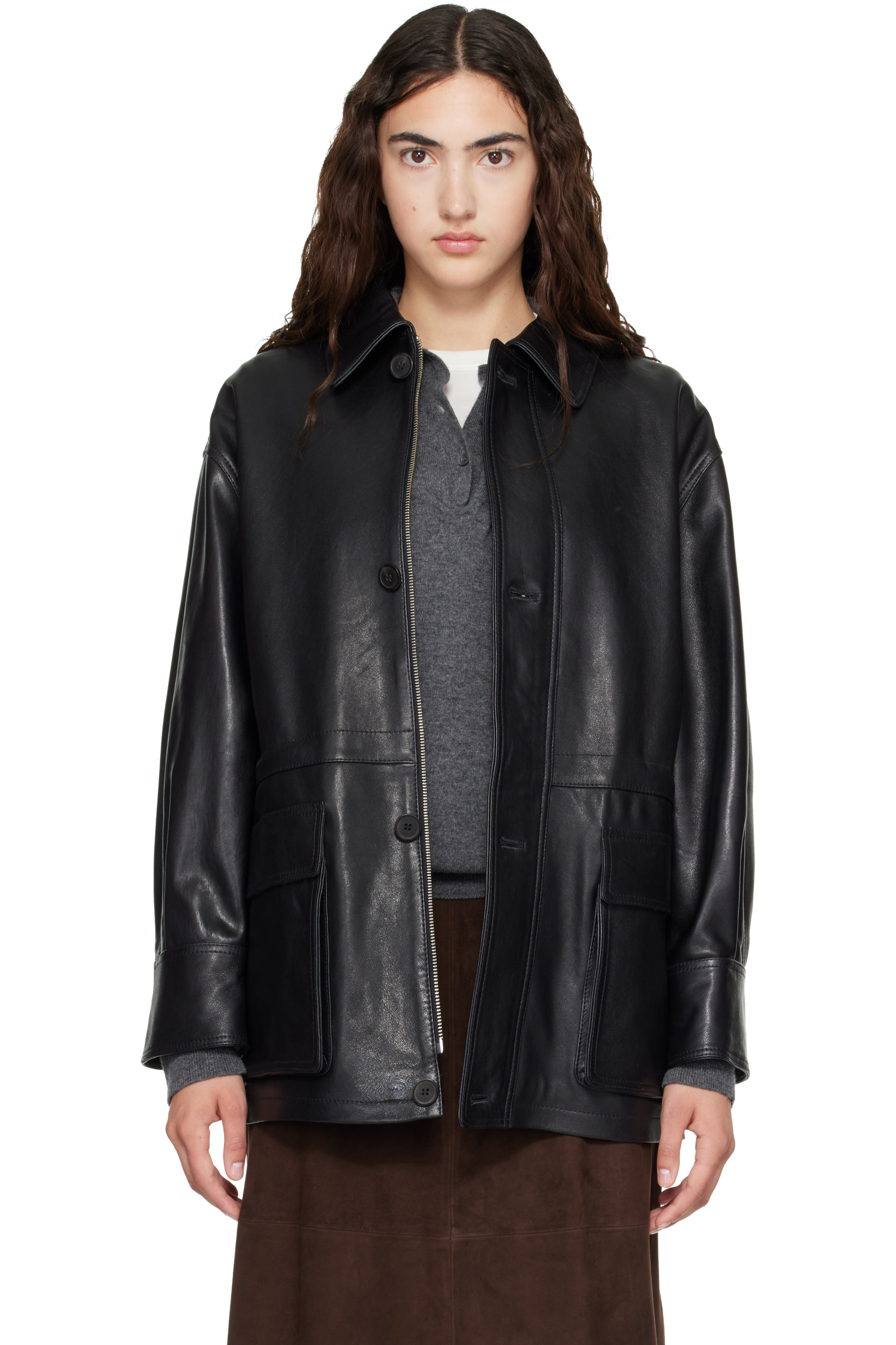 Arma - Black Maeve Leather Field Jacket
