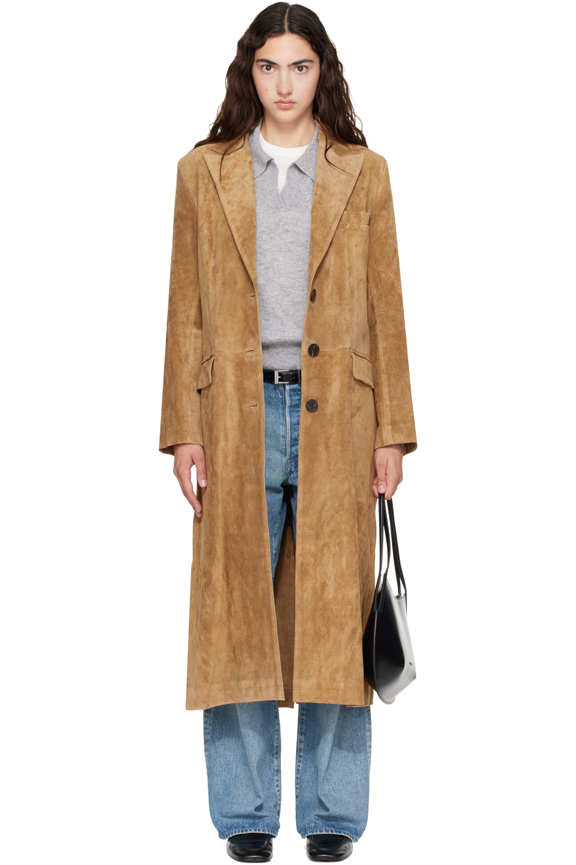 Arma - Tan Alissa Long Gritty Suede Coat