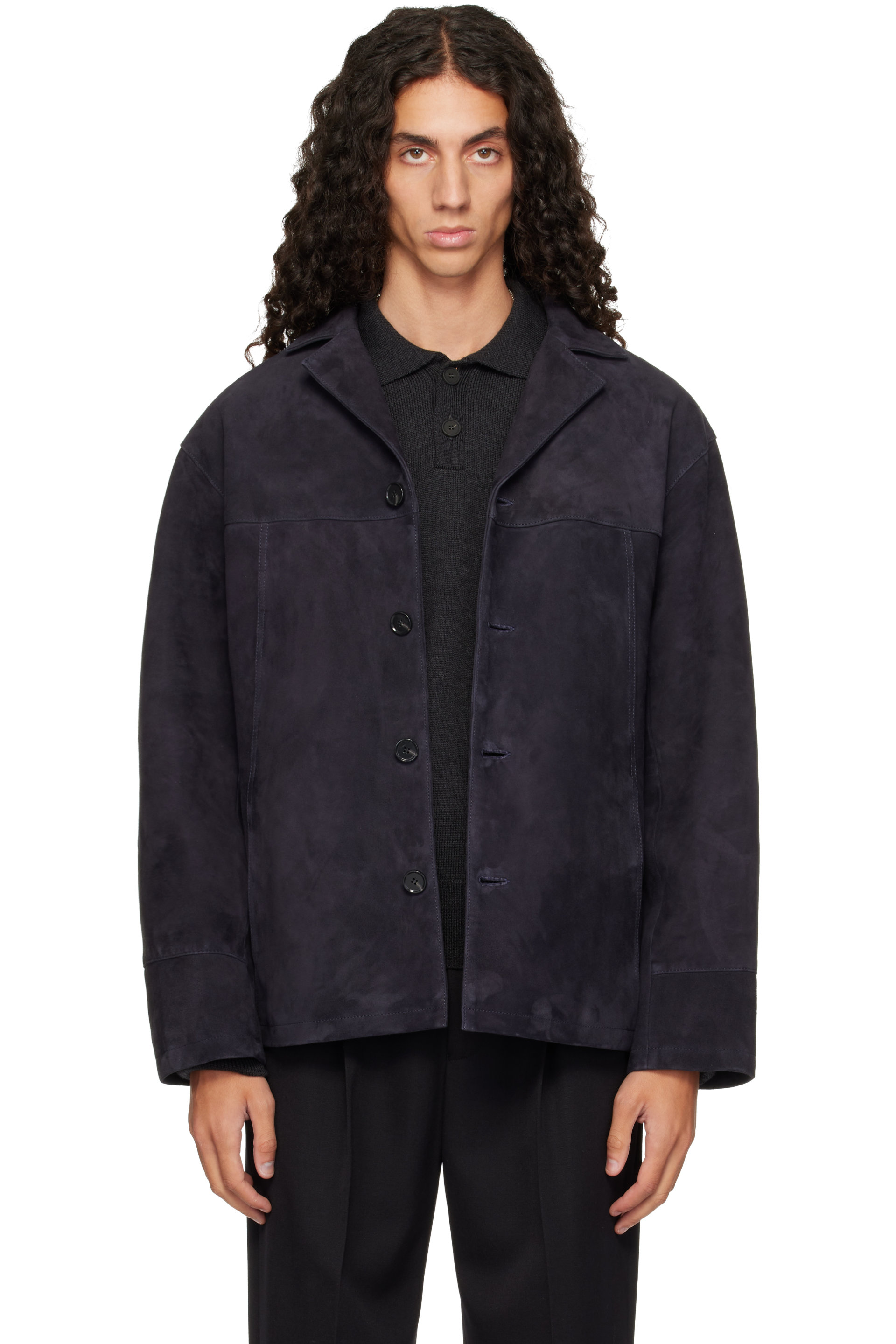 Arma - Blouson Jack bleu marine en suède