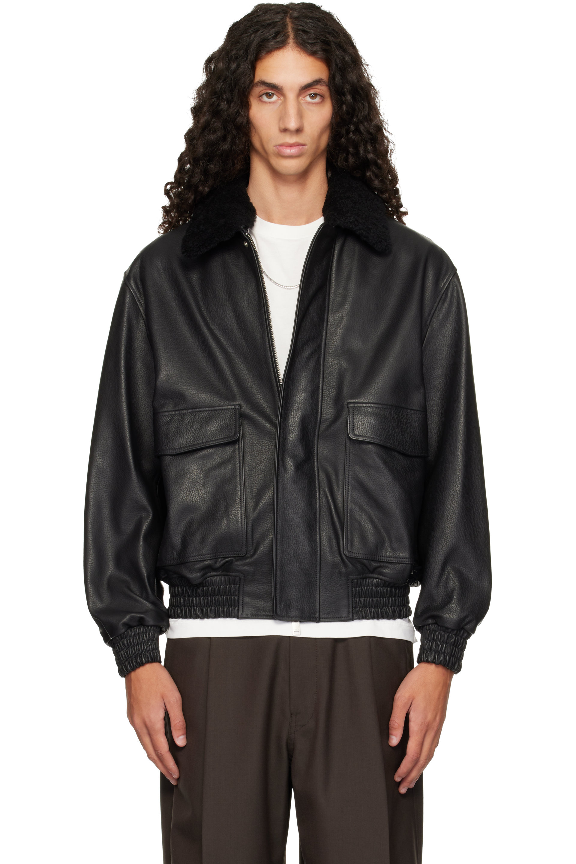 Arma - Blouson aviateur Bari noir en cuir