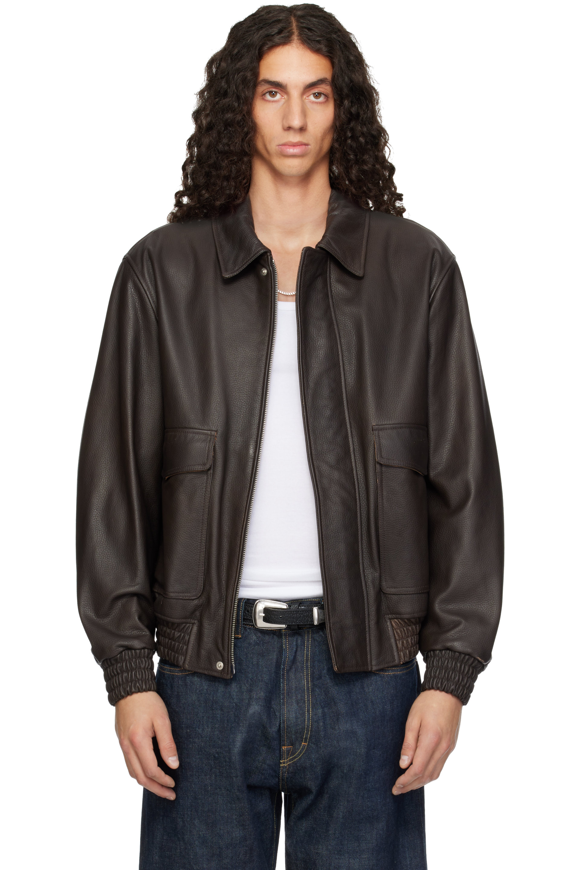 Arma - Blouson aviateur rétro BARI brun en cuir