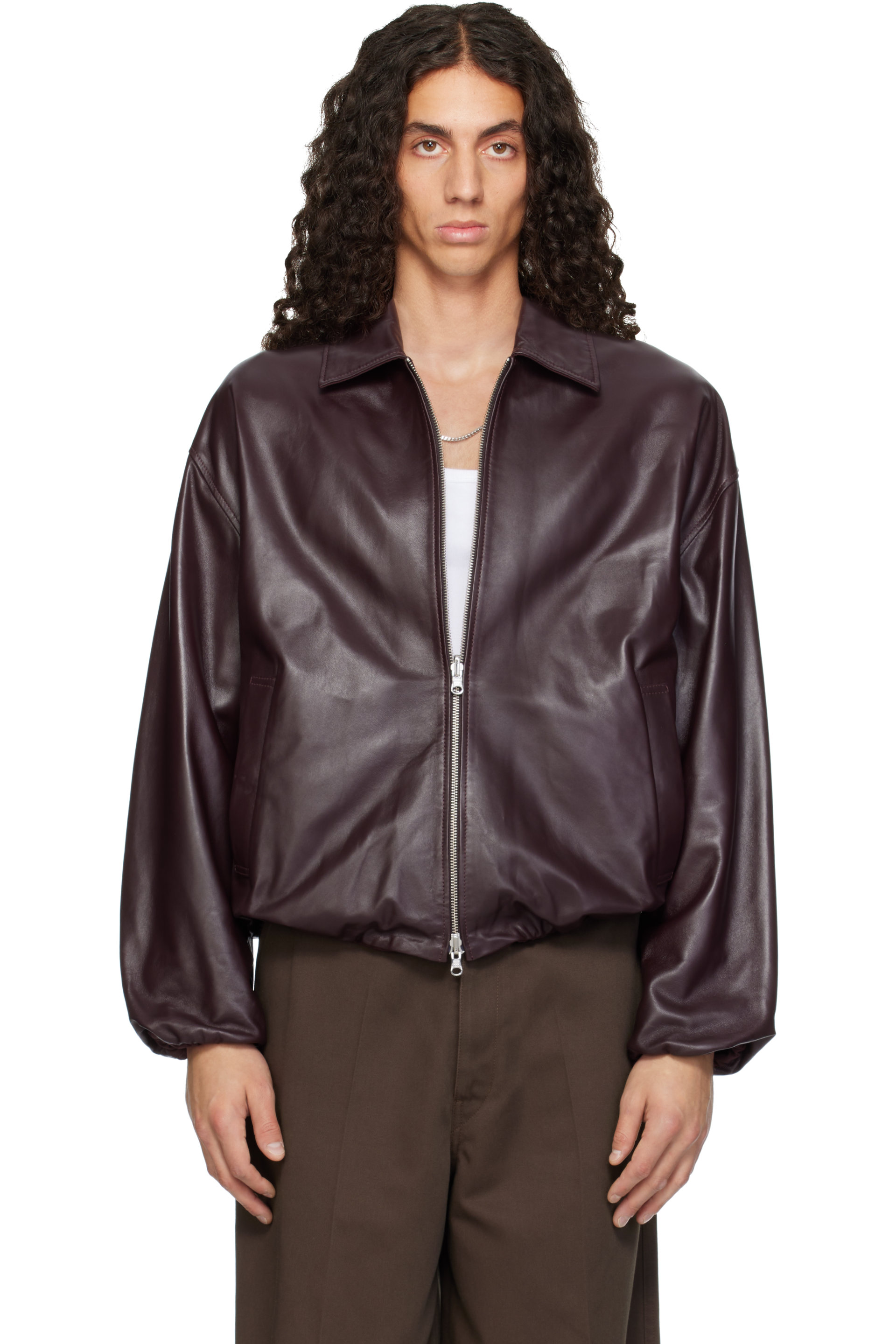 Arma - Blouson réversible Backett bourgogne en cuir