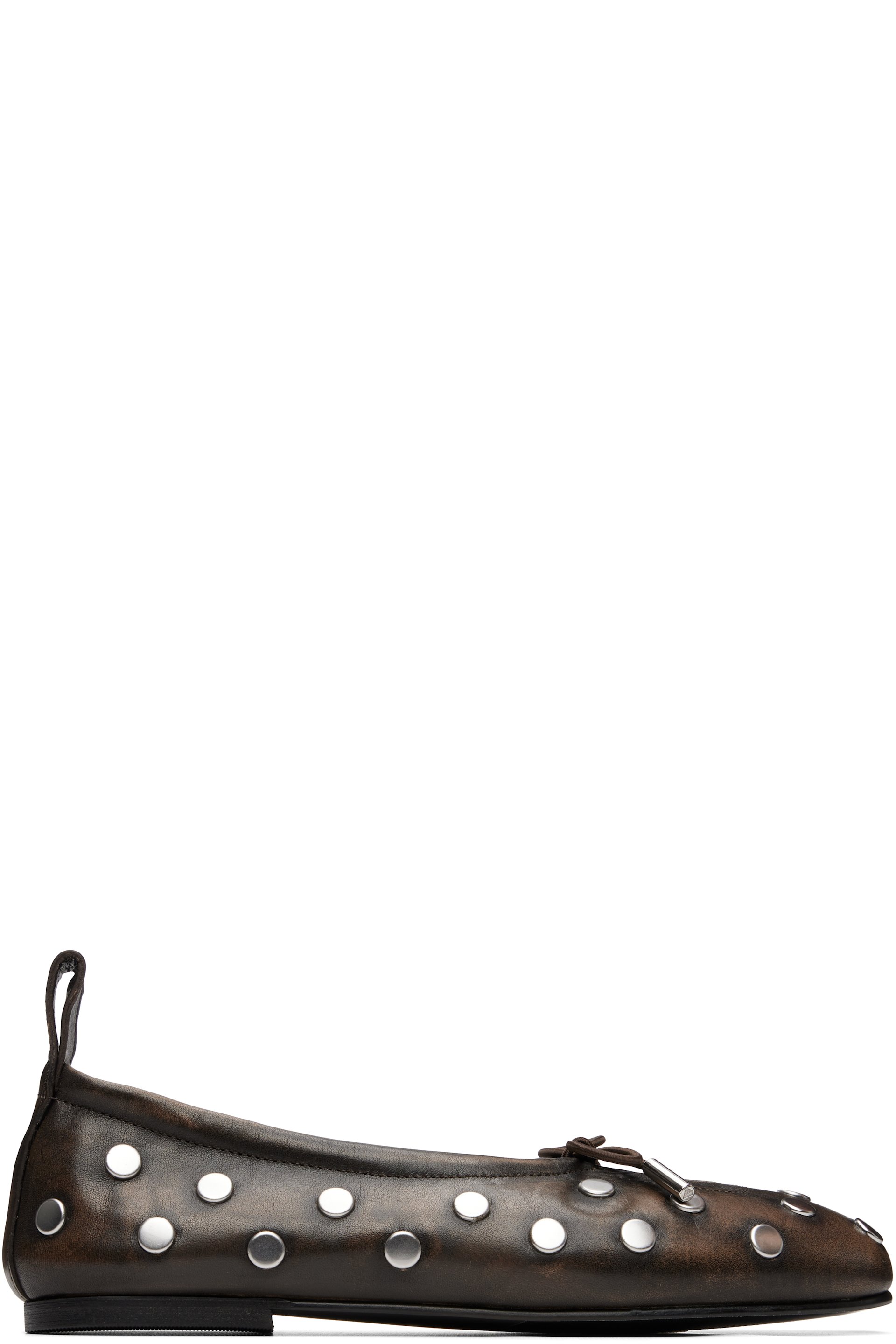 Alohas - Brown Rosalind All Studs Vintage Effect Ballerina Flats
