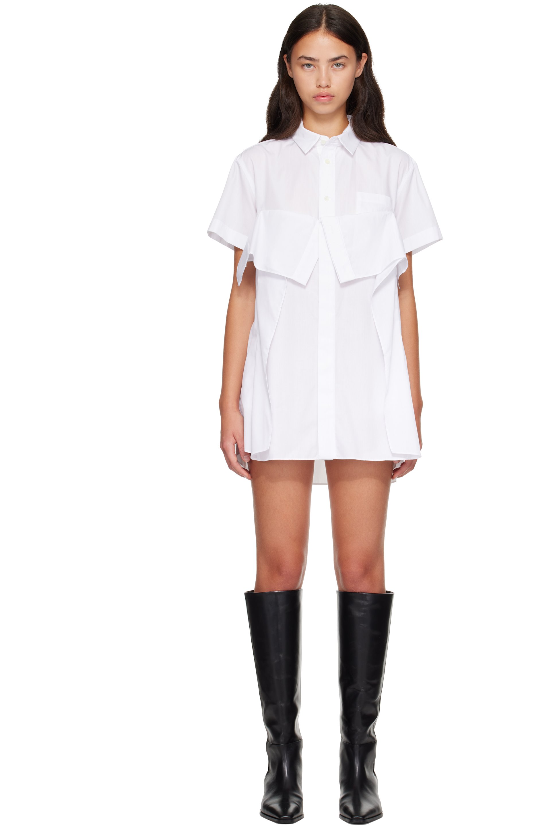 sacai - White Poplin Minidress