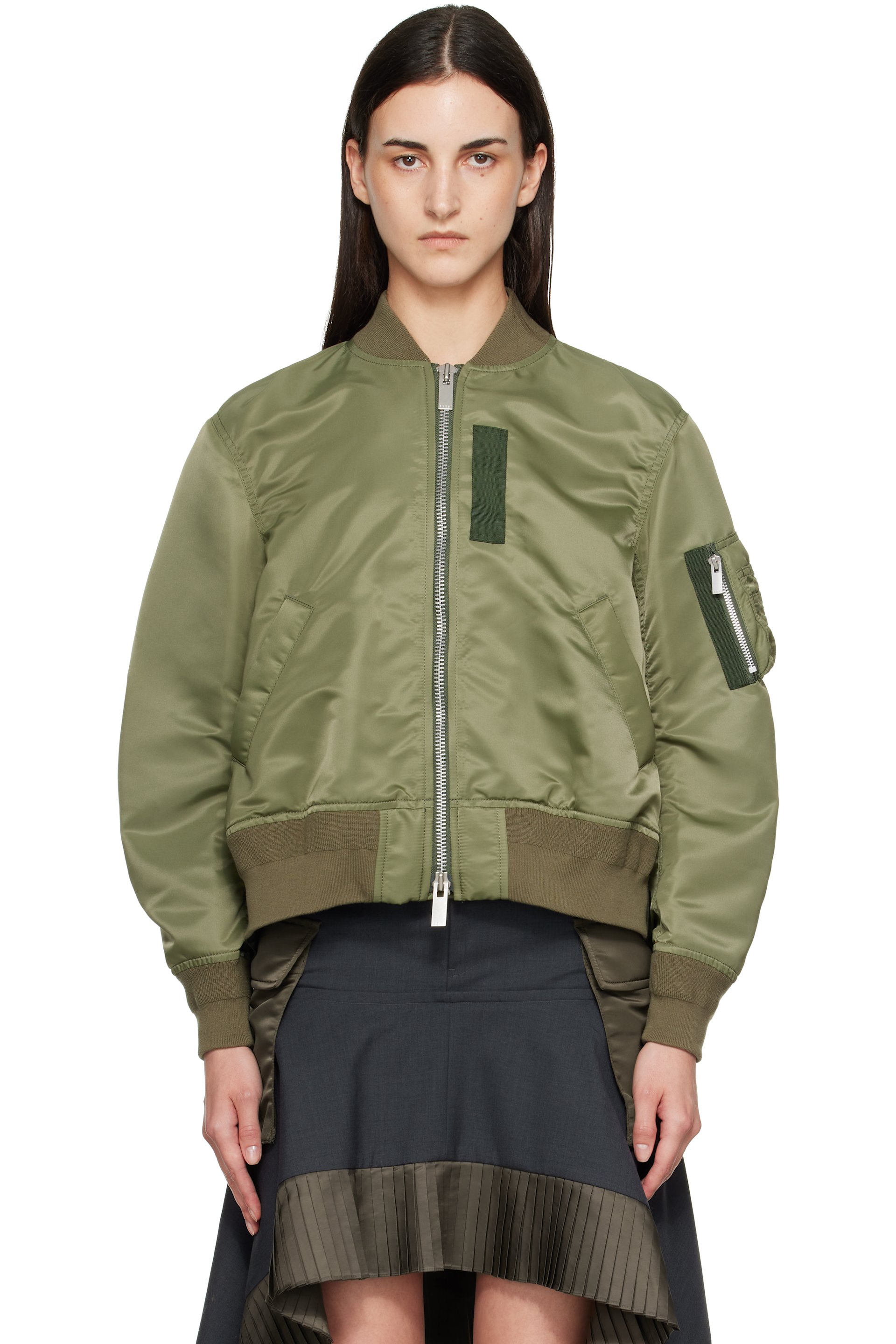 sacai - Khaki Nylon Twill Blouson Bomber Jacket