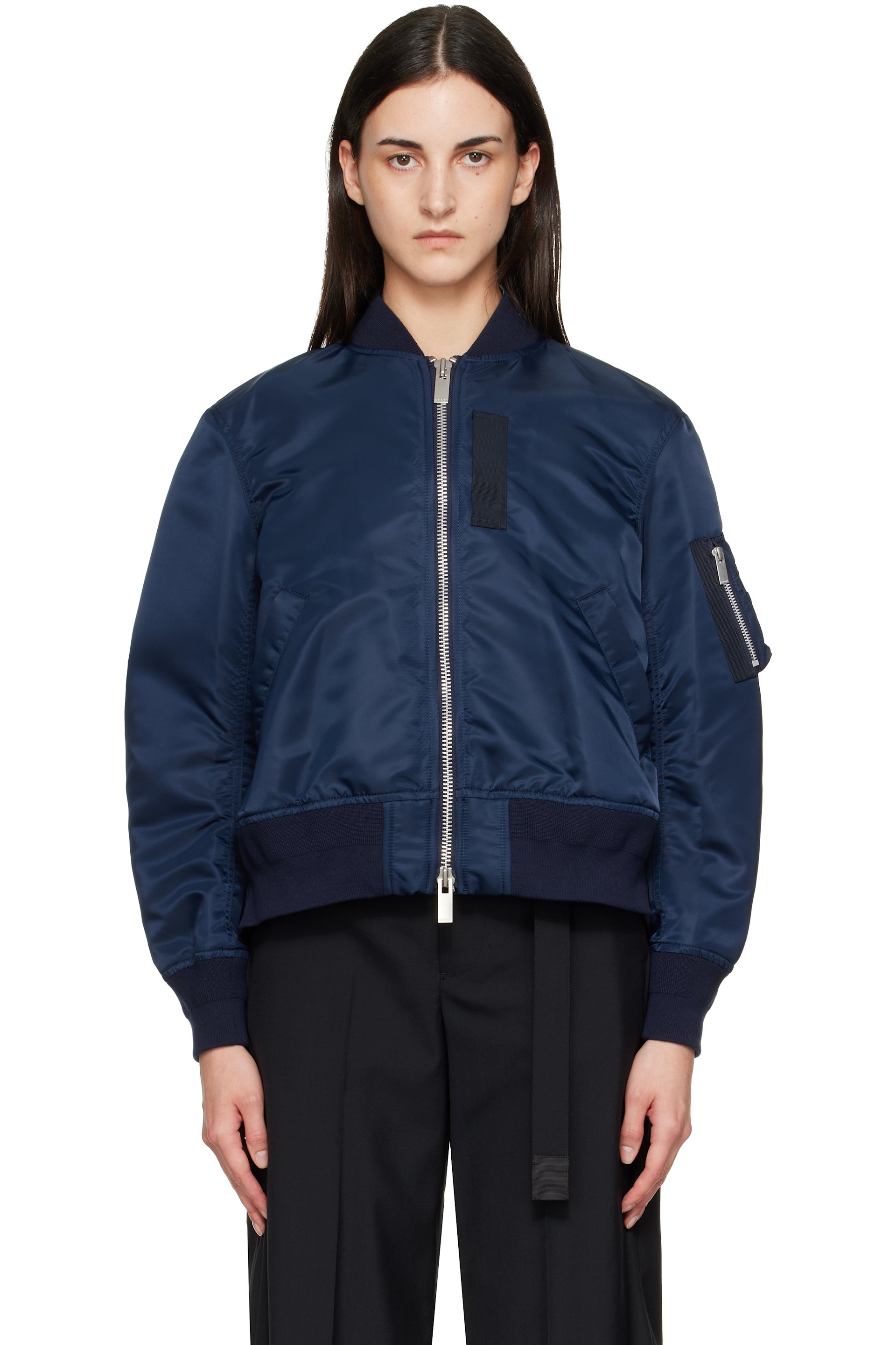 sacai - Navy Nylon Twill Blouson Bomber Jacket