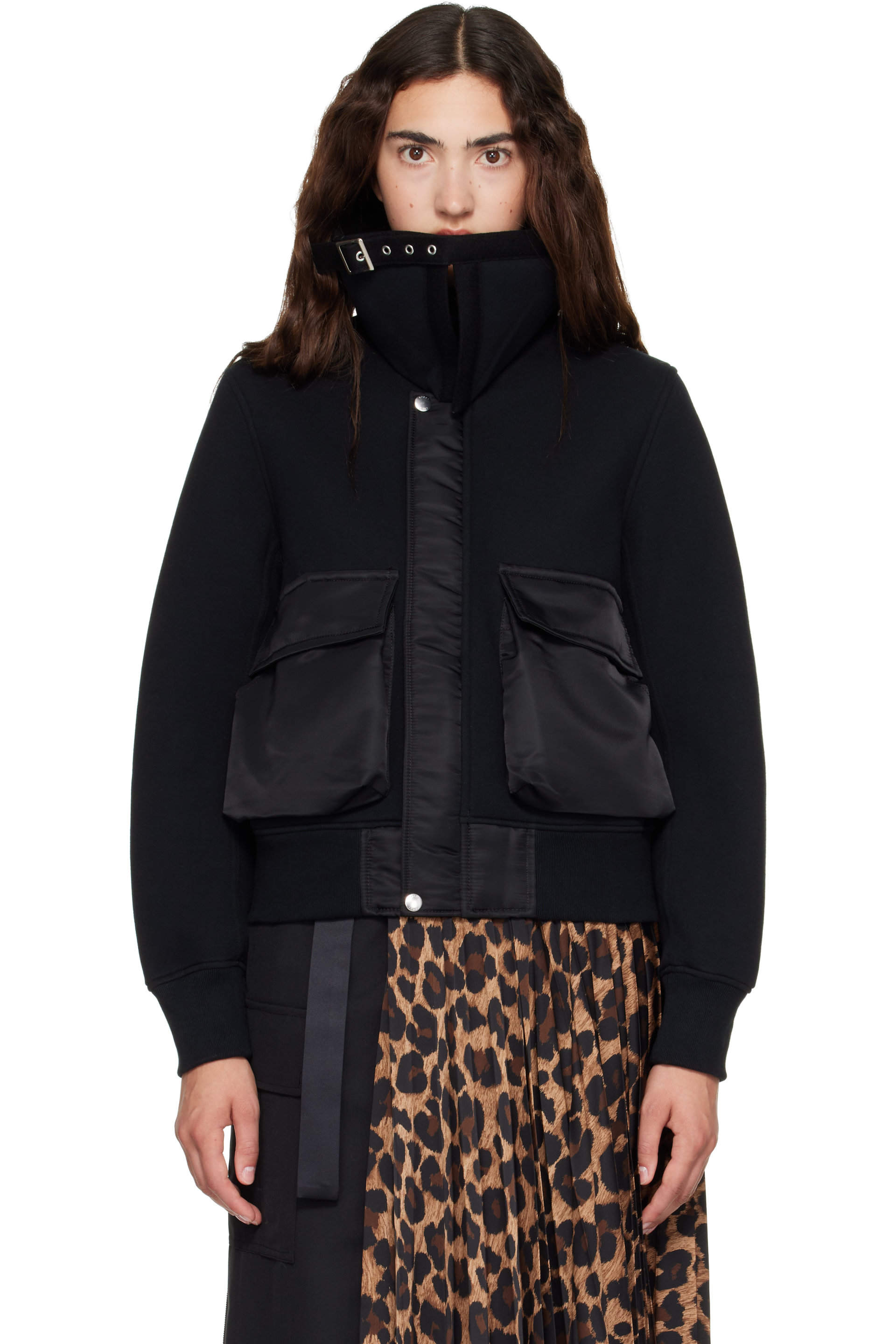 sacai - Black Sponge Sweat Blouson Jacket