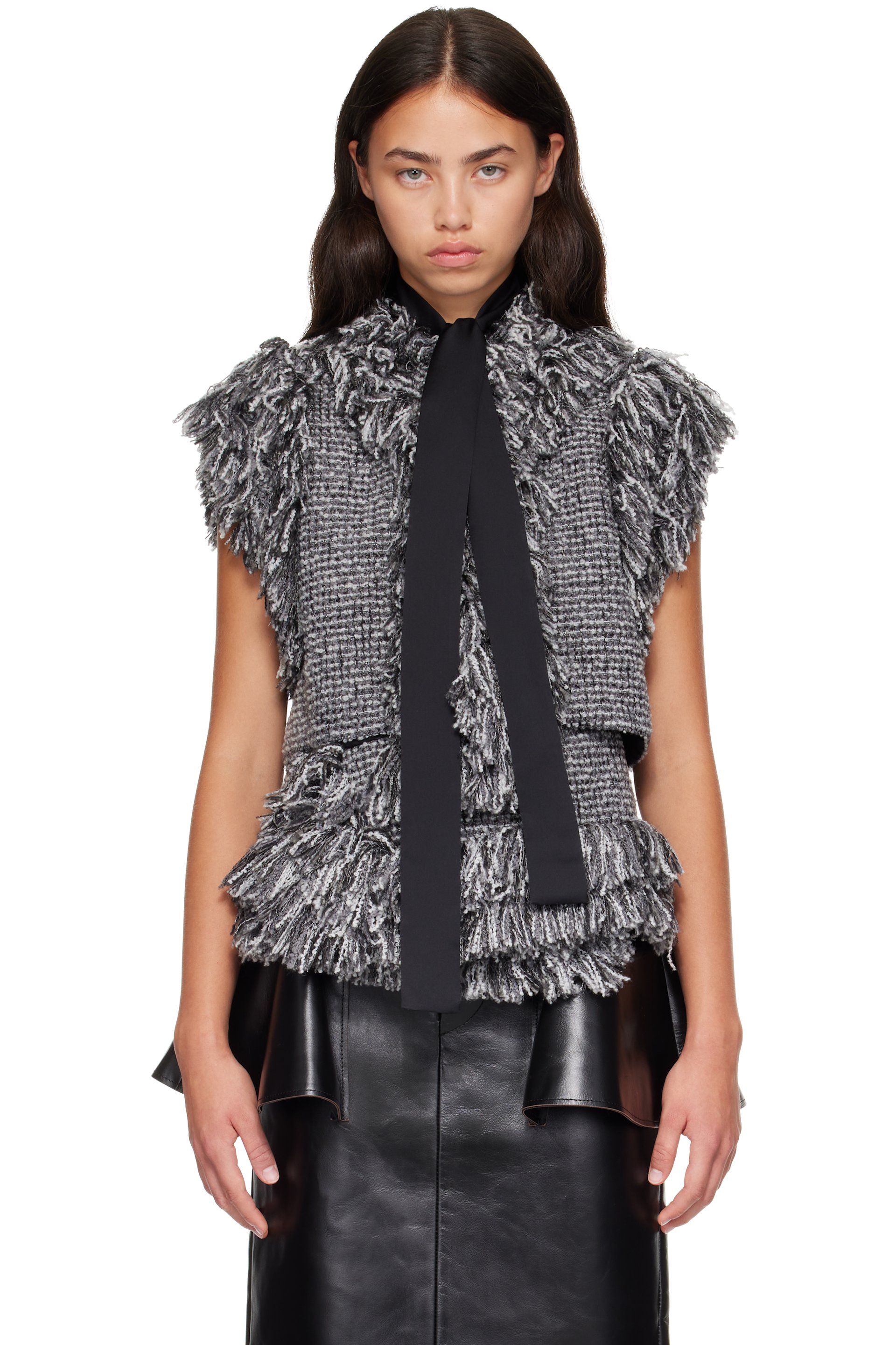 sacai - Gray Tweed Vest