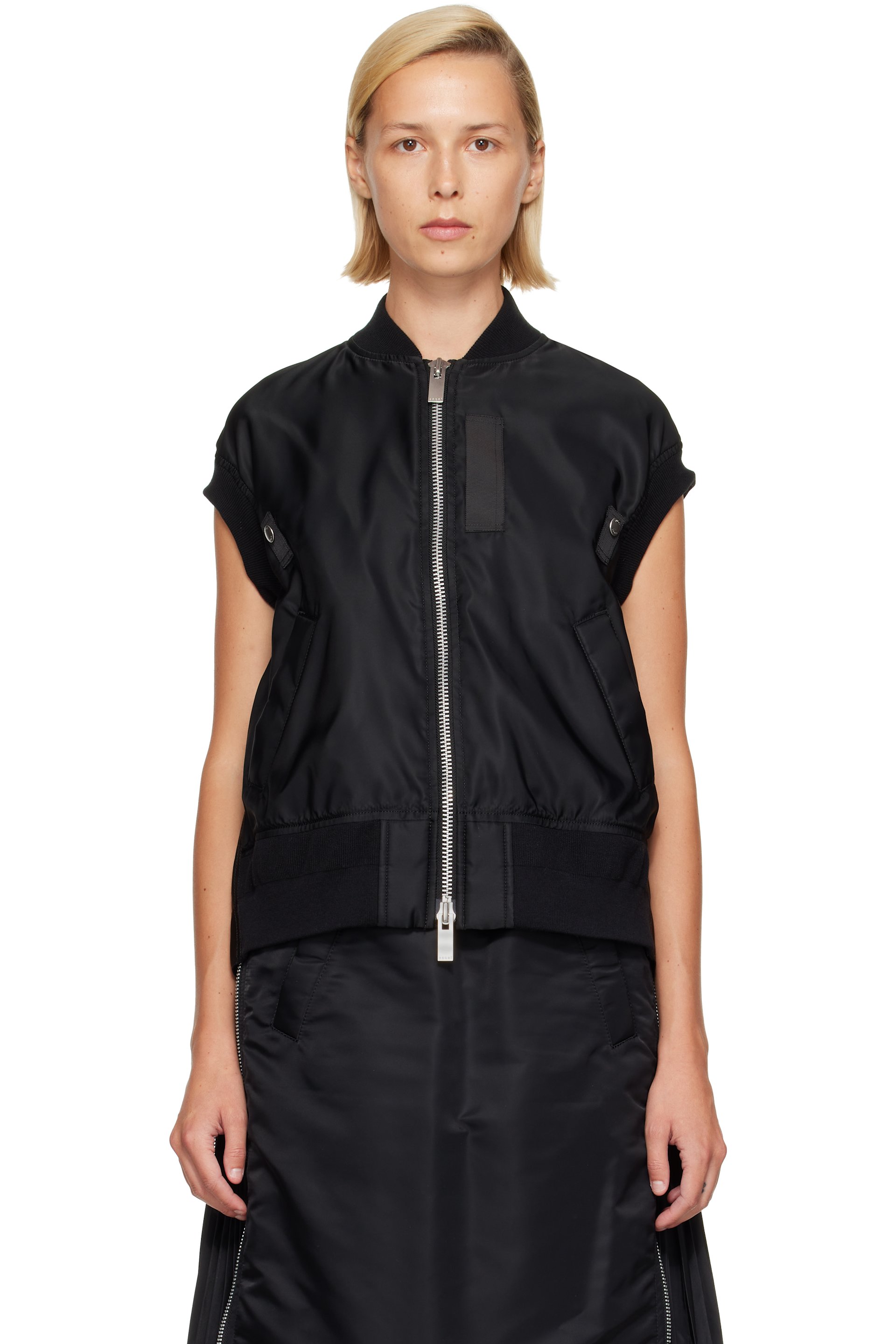 sacai - Black Nylon Twill Vest