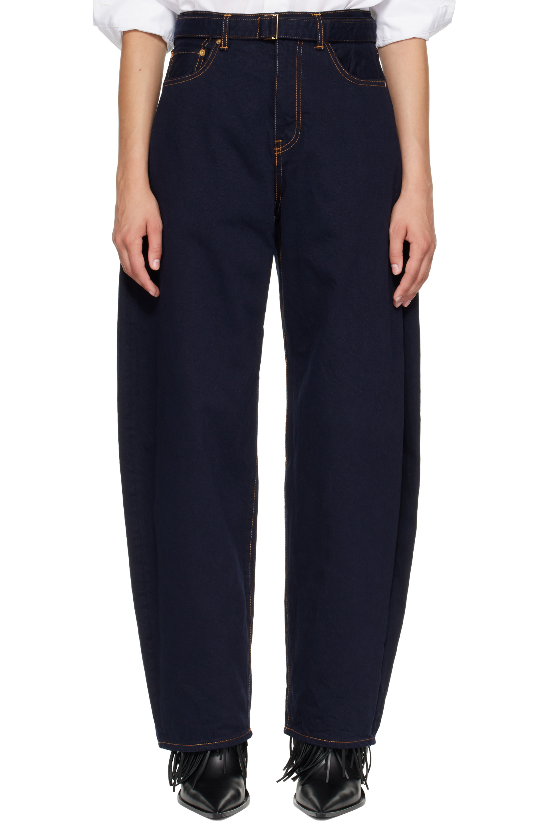 sacai - Navy Belted Jeans